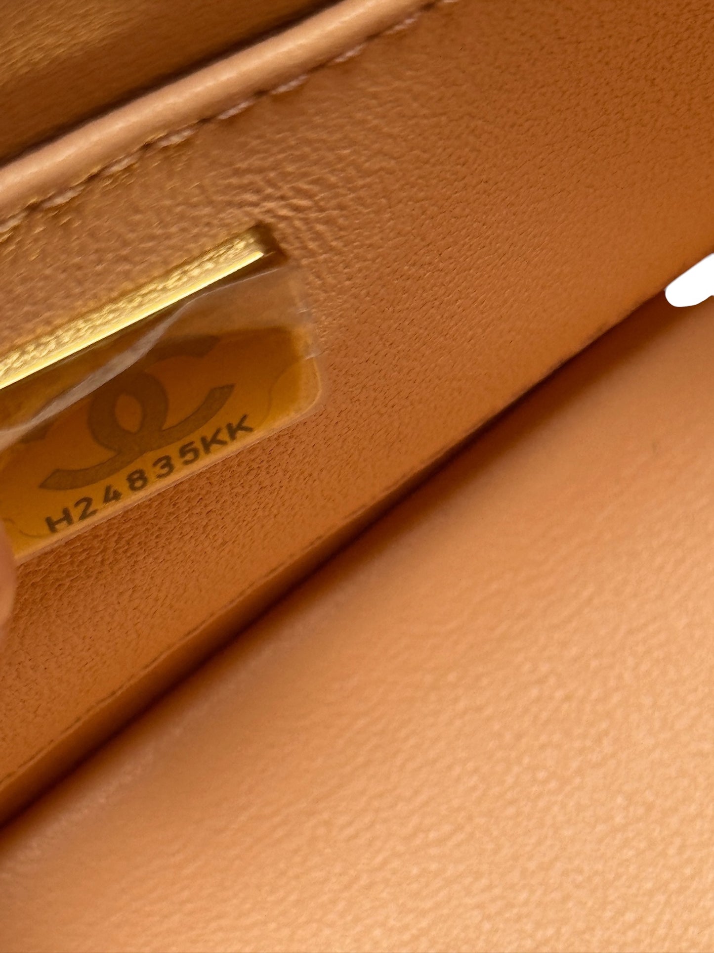 Chanel Peach Tweed Top Handle Mini Crossbody