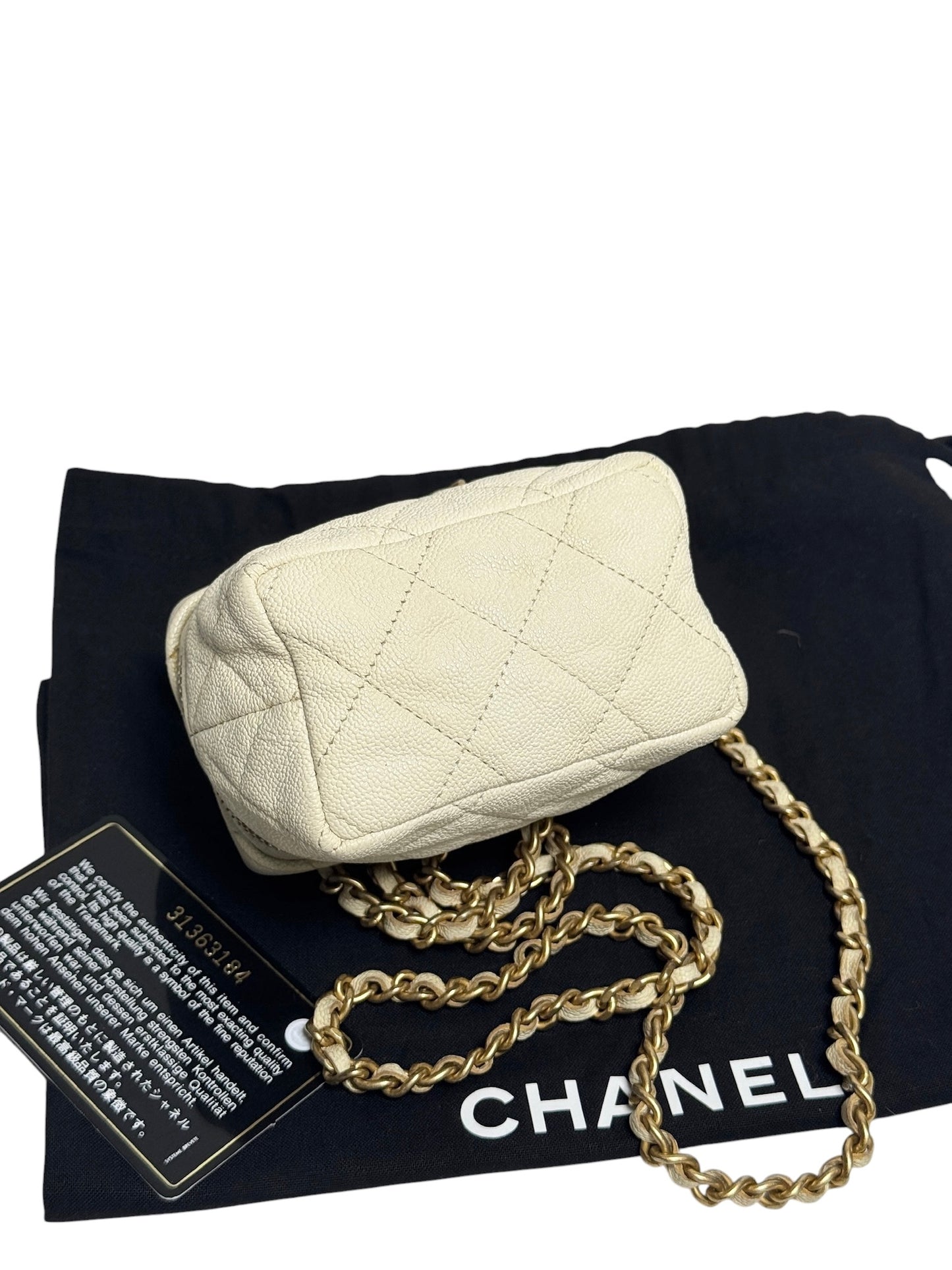 Chanel White Caviar Micro Top Handle Crossbody