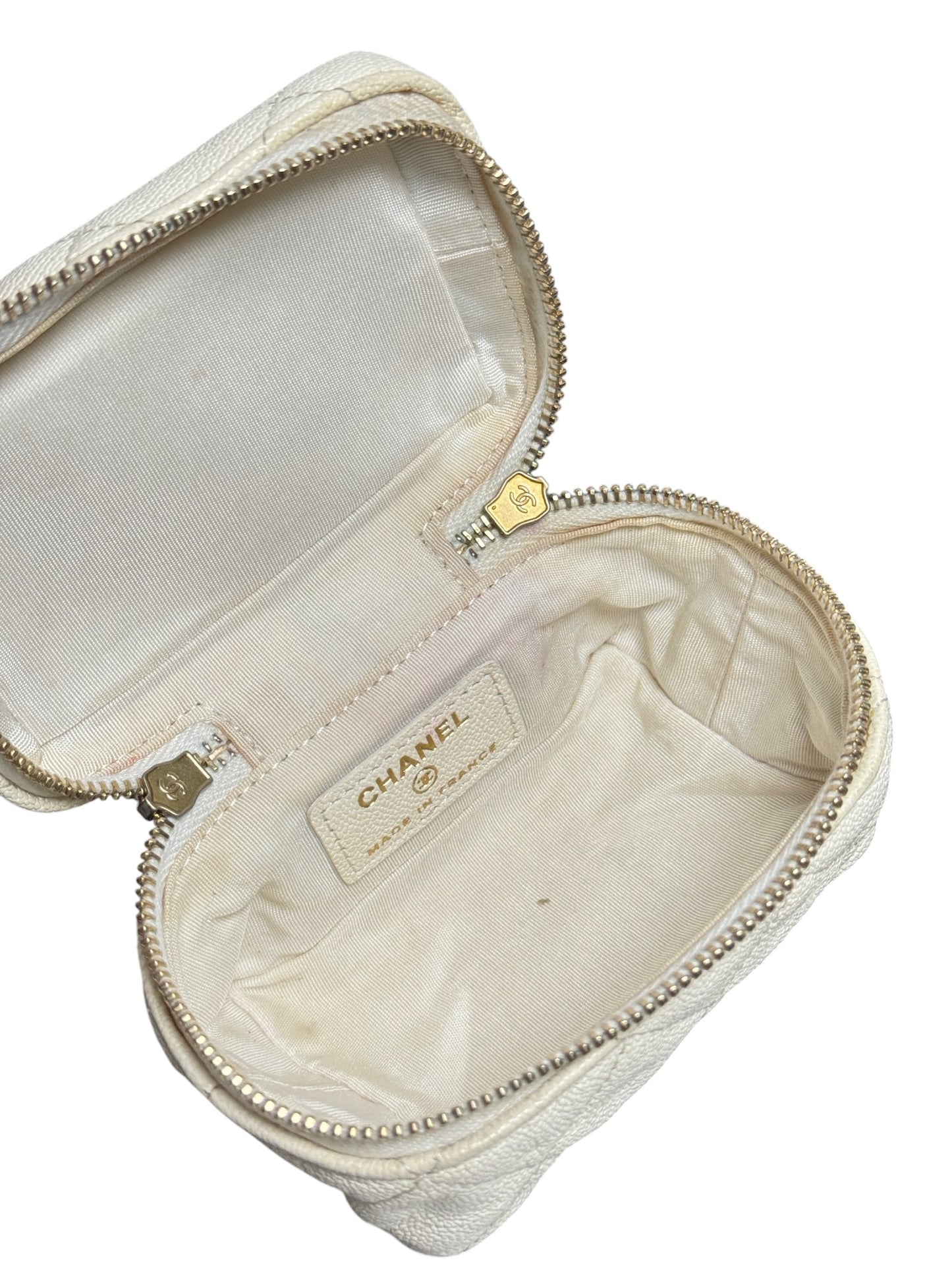 Chanel White Caviar Micro Top Handle Crossbody