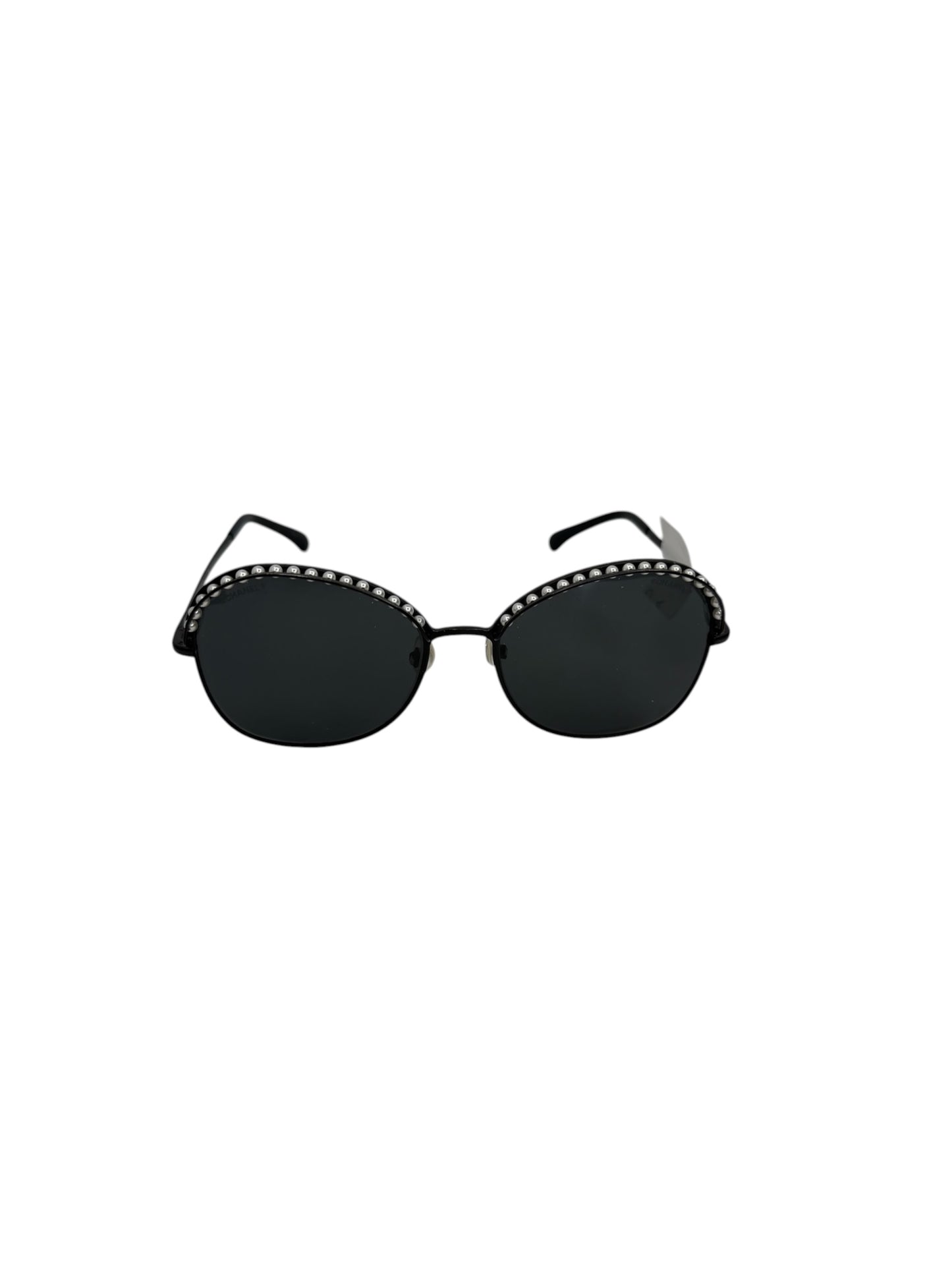 Chanel Pearl Black Metal Frame Sunglasses T1072