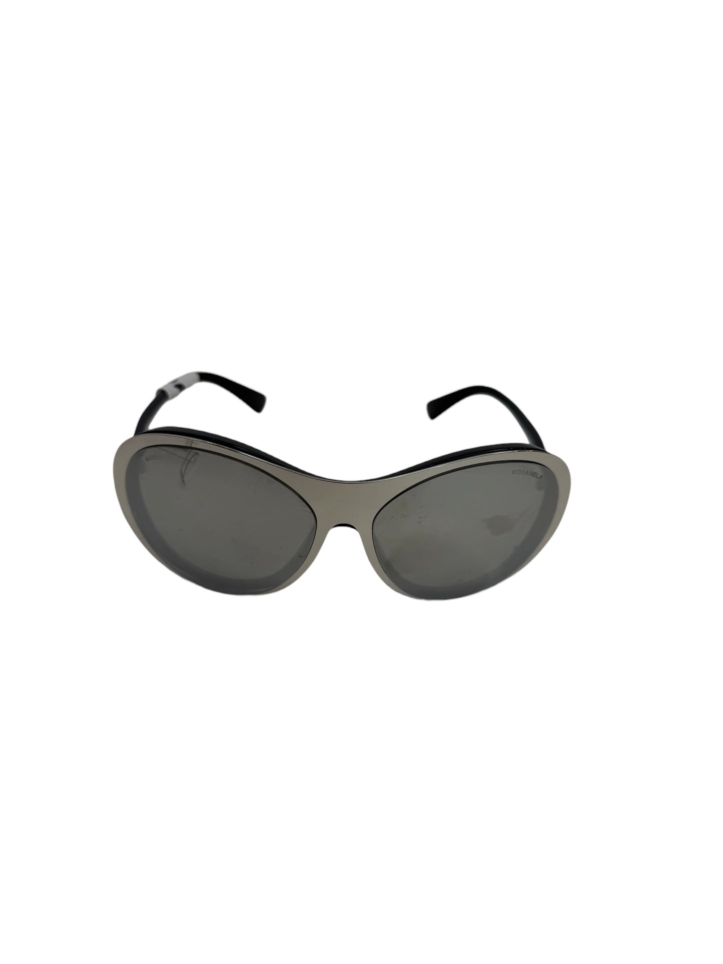 Chanel Silver Reflective Magnetic Sunglasses T1073