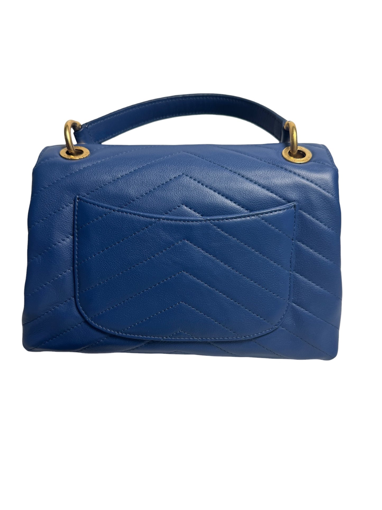 Chanel Chevron Blue Python Top Handle