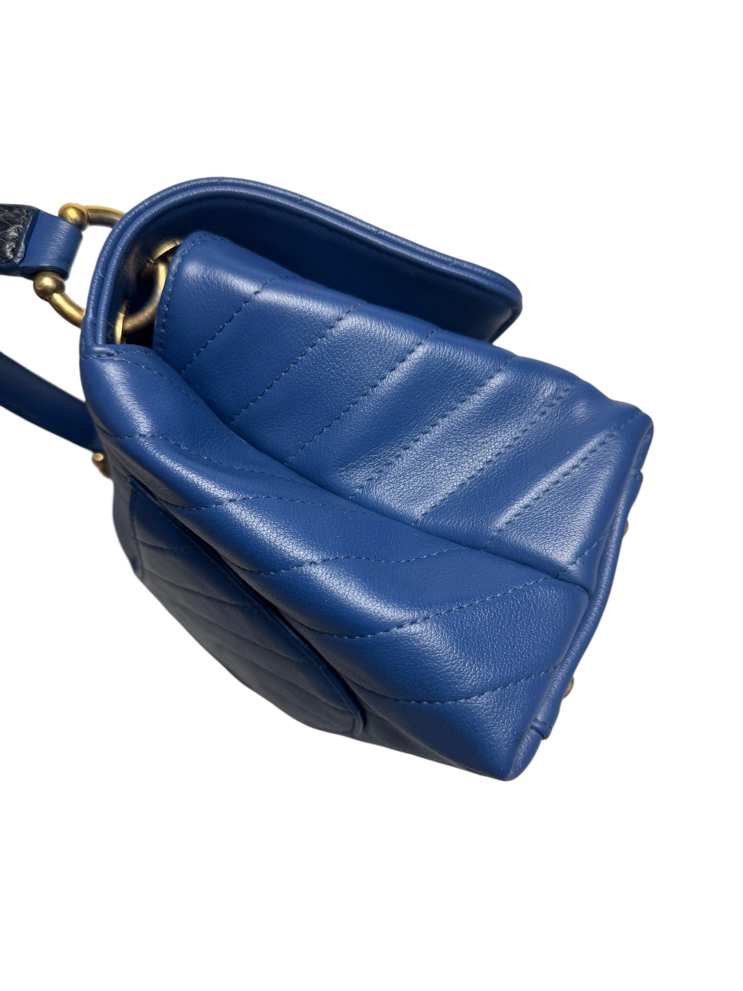 Chanel Chevron Blue Python Top Handle