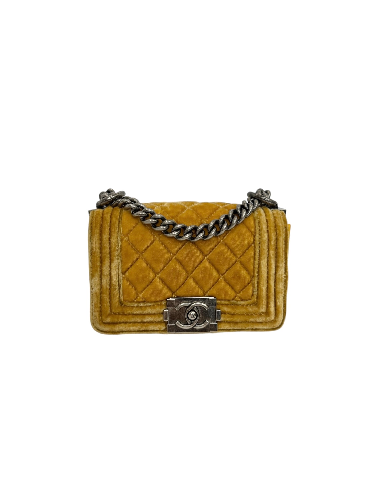 Chanel Mini Yellow Velvet Boy Bag T8321
