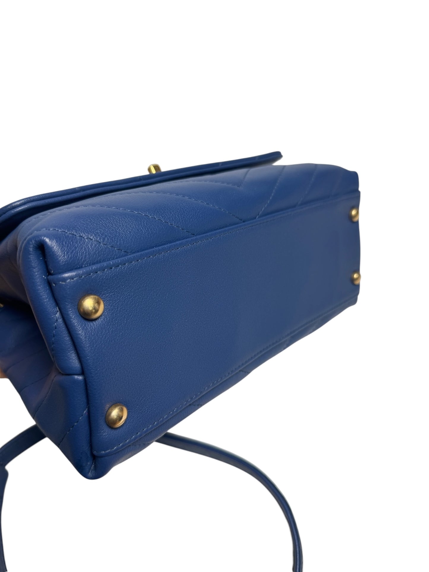 Chanel Chevron Blue Python Top Handle