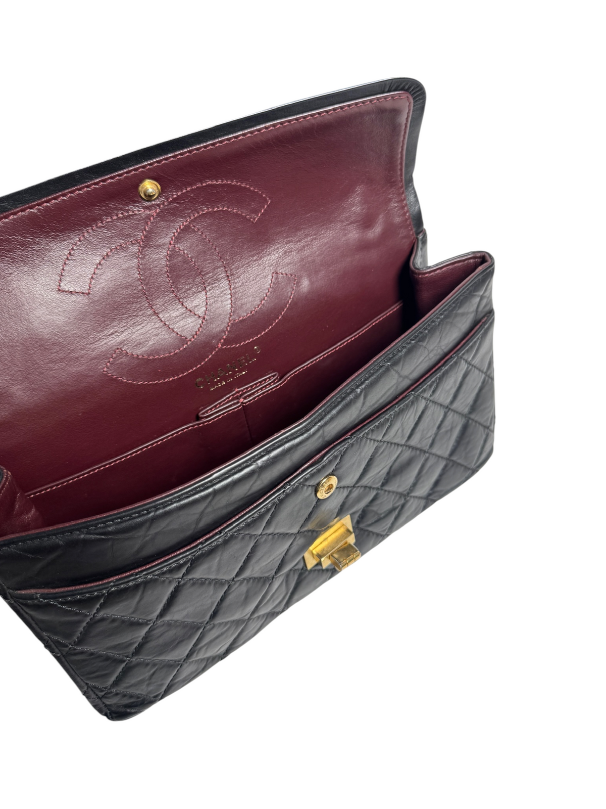Chanel Black Double Flap Reissue Medium T9243