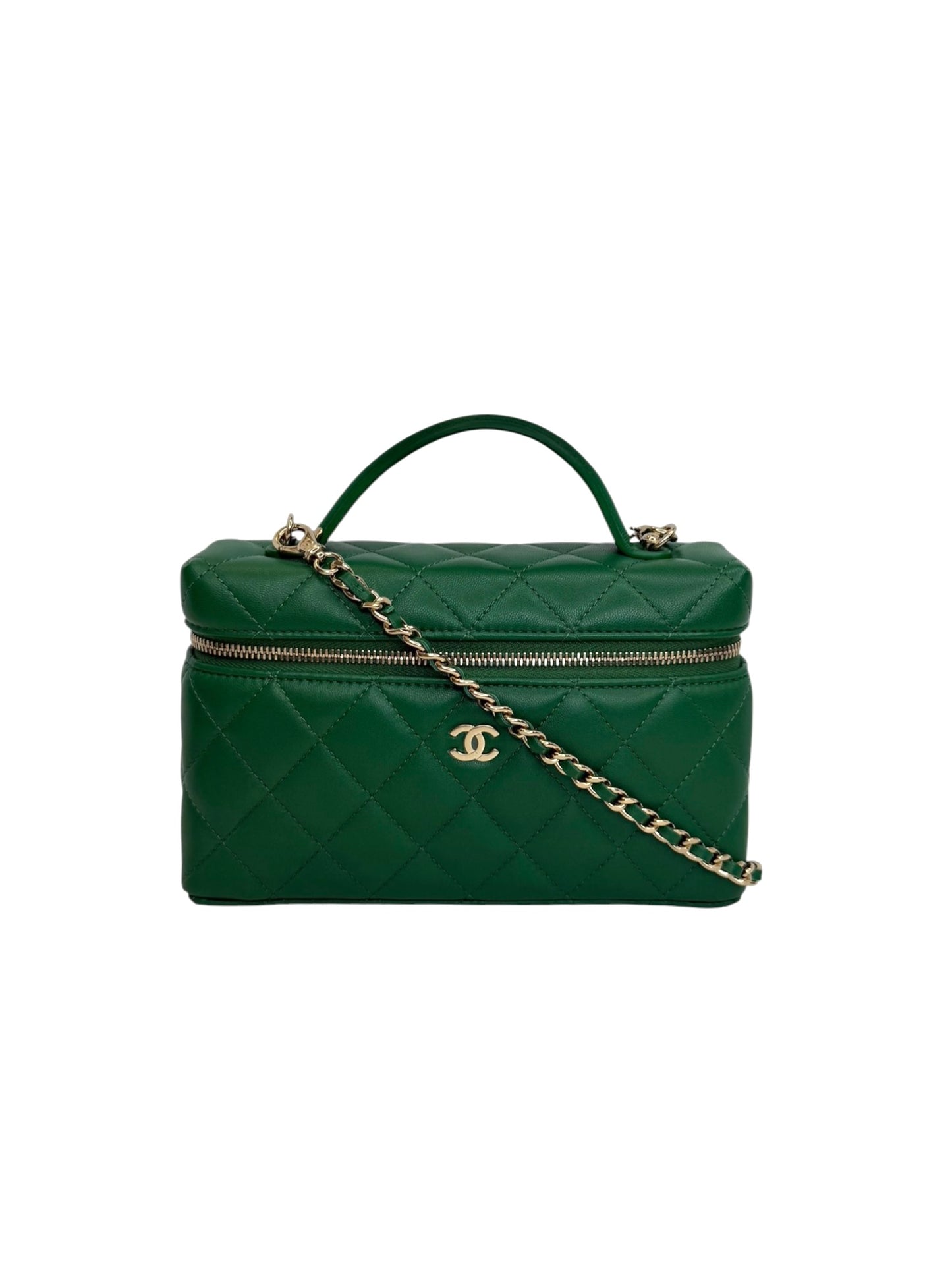 Chanel Green Slim Vanity Top Handle T8589