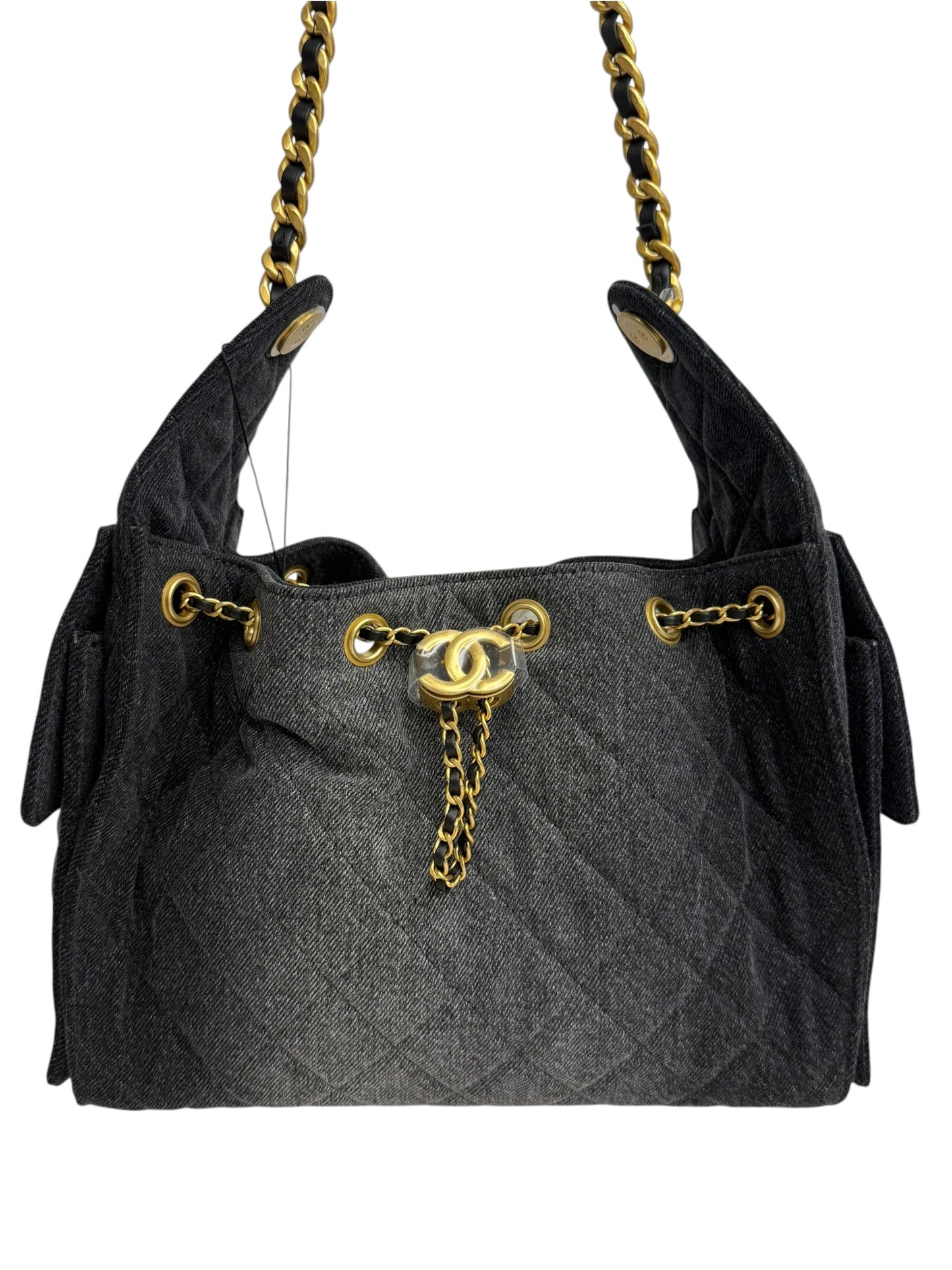 Chanel 25 Small Black Denim Shoulder T8731