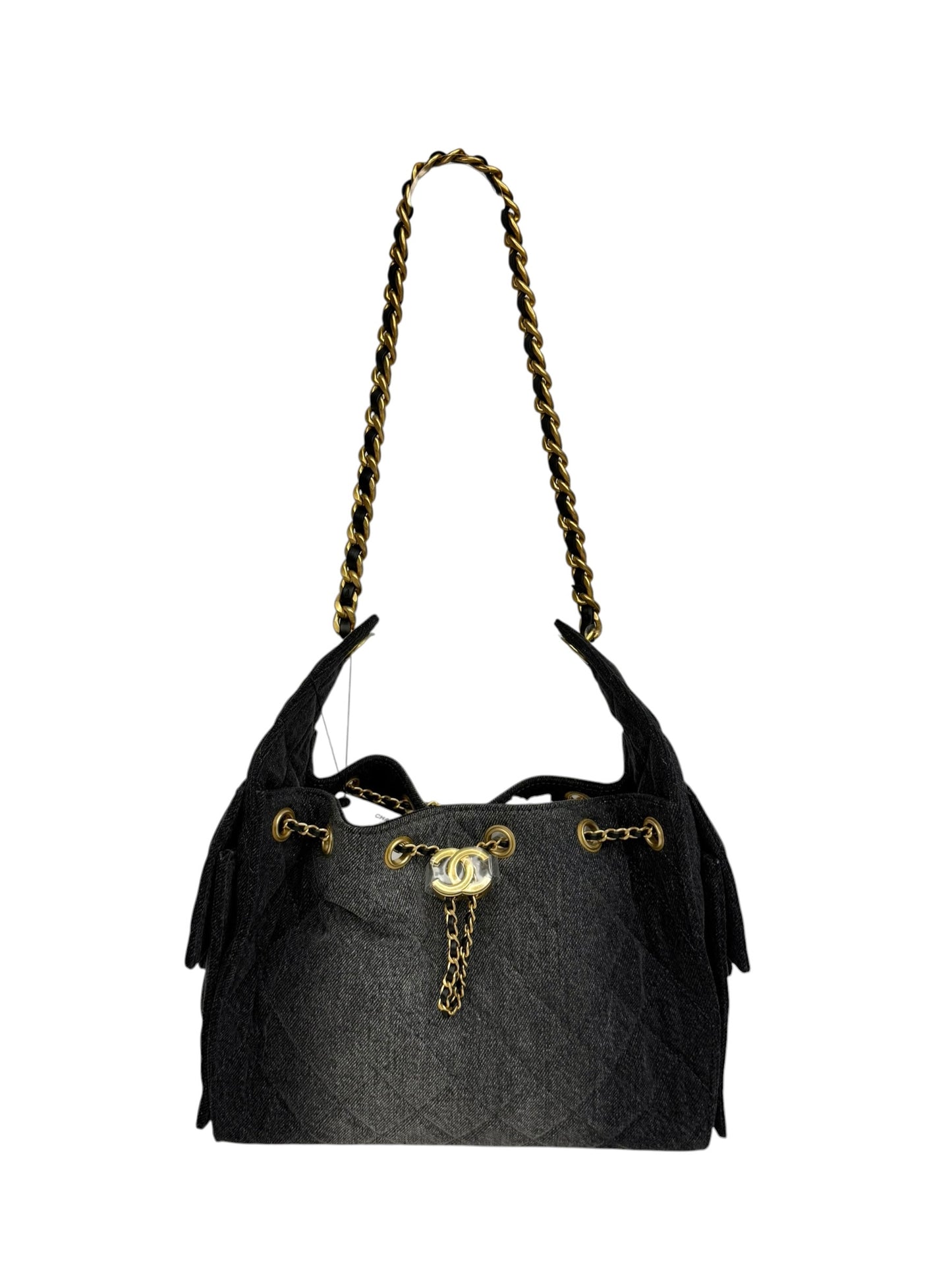 Chanel 25 Small Black Denim Shoulder T8731