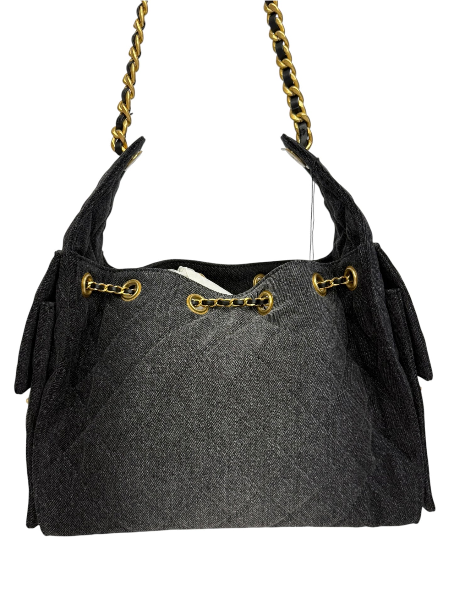 Chanel 25 Small Black Denim Shoulder T8731