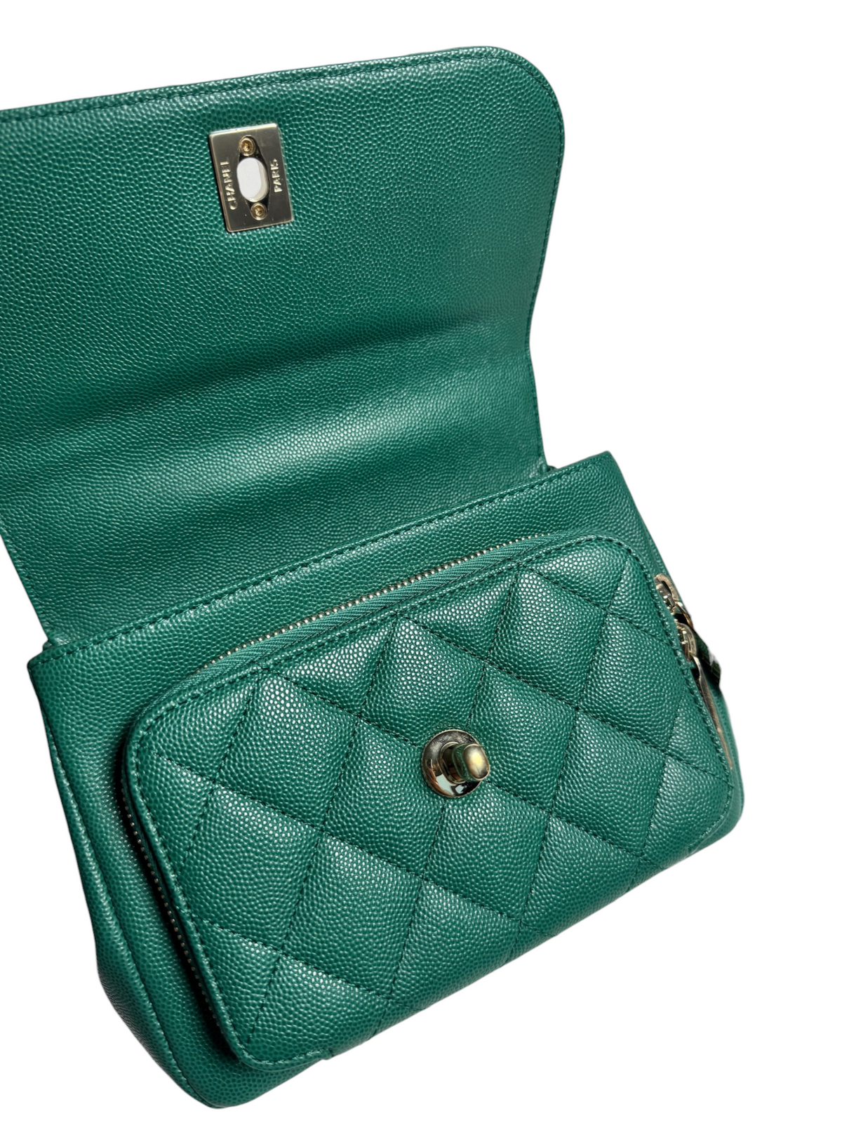 Chanel Business Affinity Green Python and Caviar Top Handle Flap T9245