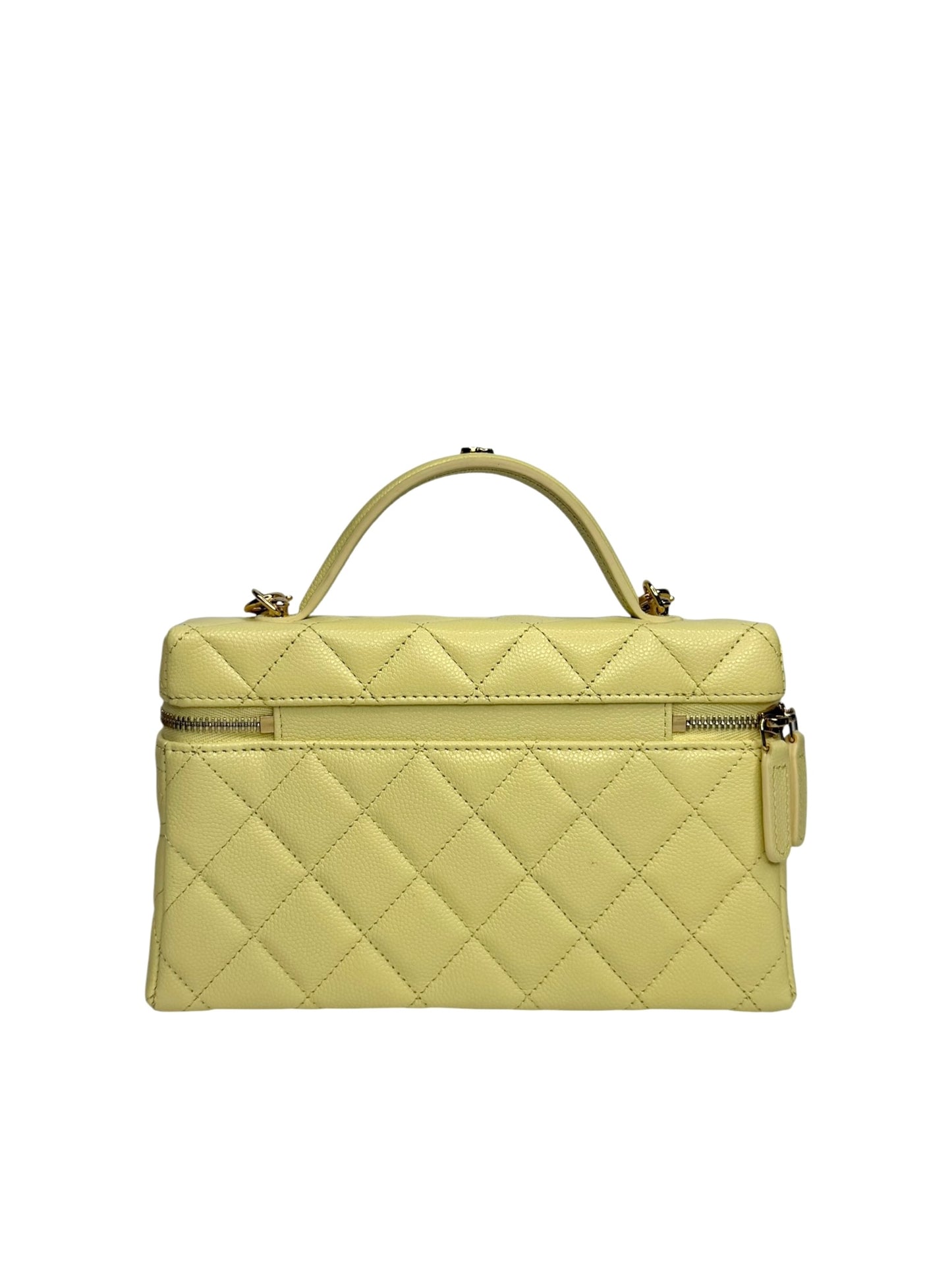Chanel Light Yellow Caviar Top Handle Slim Vanity T8702