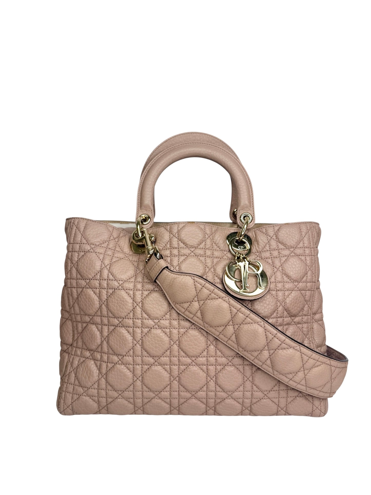 Dior Pink Calfskin Large Lady Dior GHW T8753