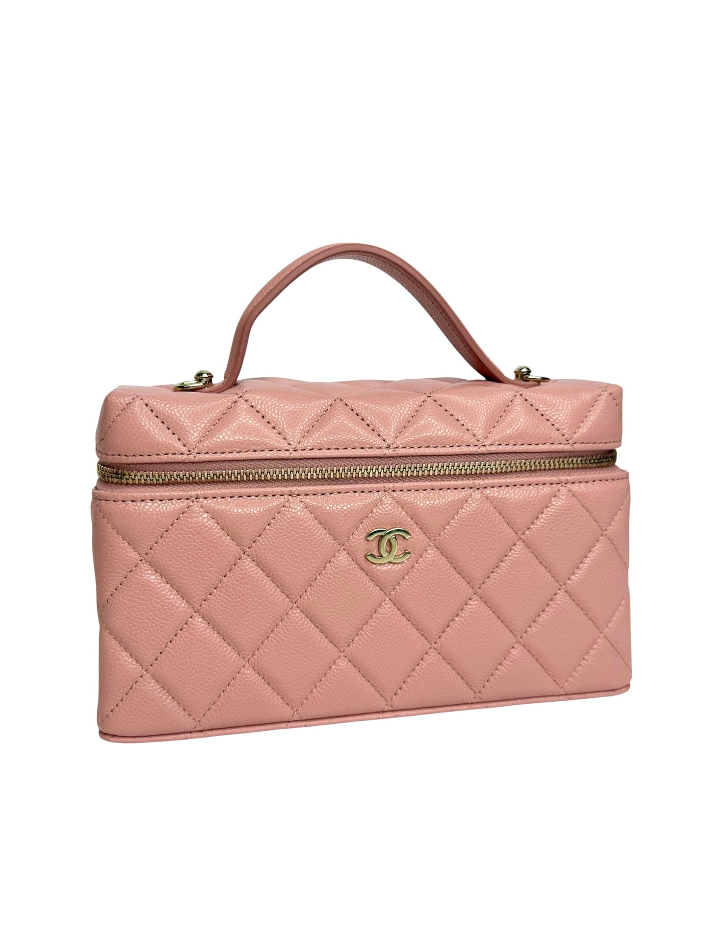 Chanel Pink Caviar Top Handle Slim Vanity T8730