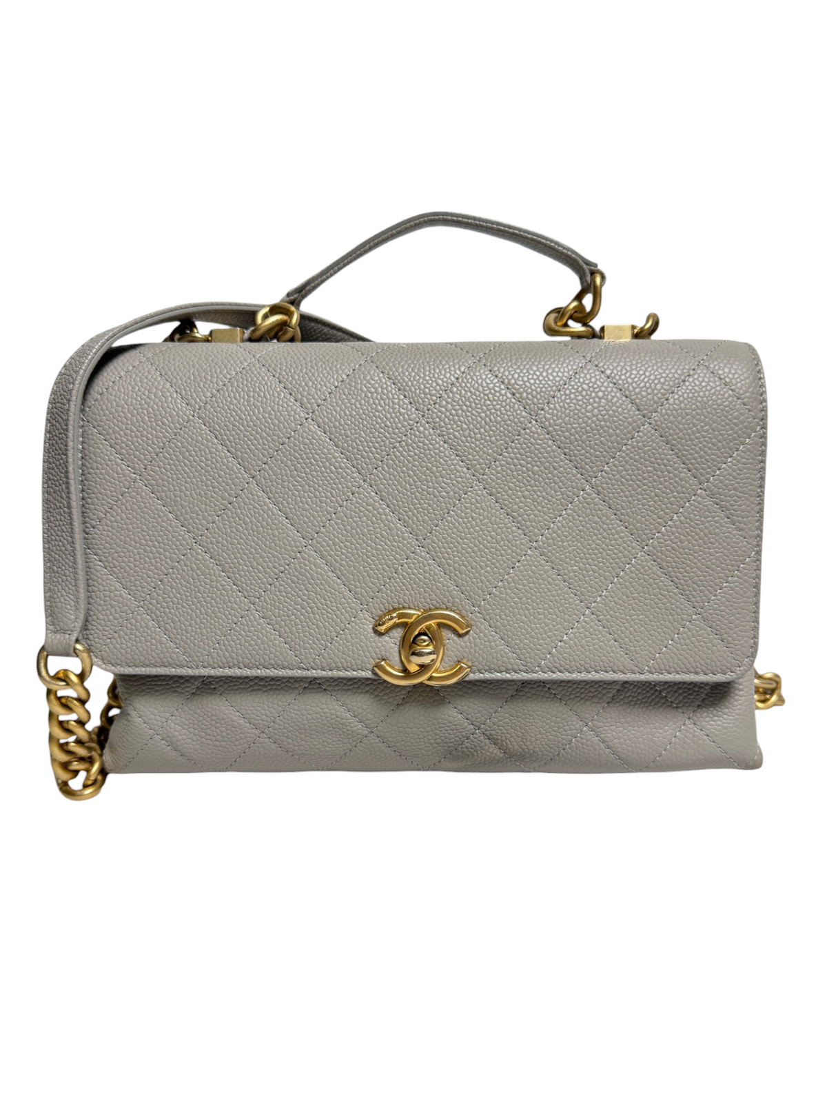 Chanel Gray Caviar Top Handle Flap T9248