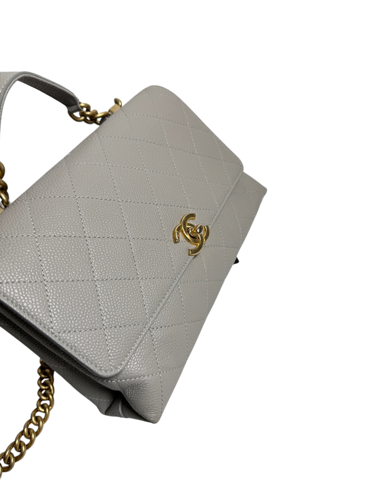 Chanel Gray Caviar Top Handle Flap T9248