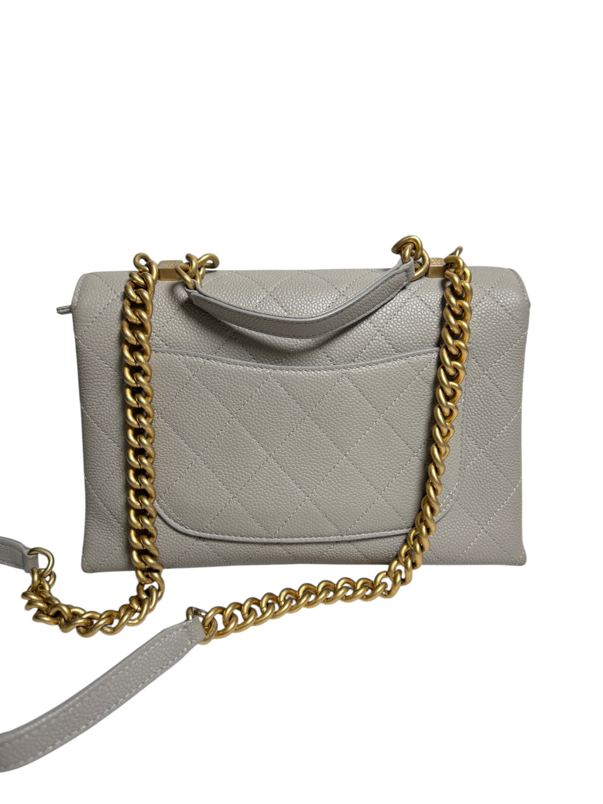 Chanel Gray Caviar Top Handle Flap T9248