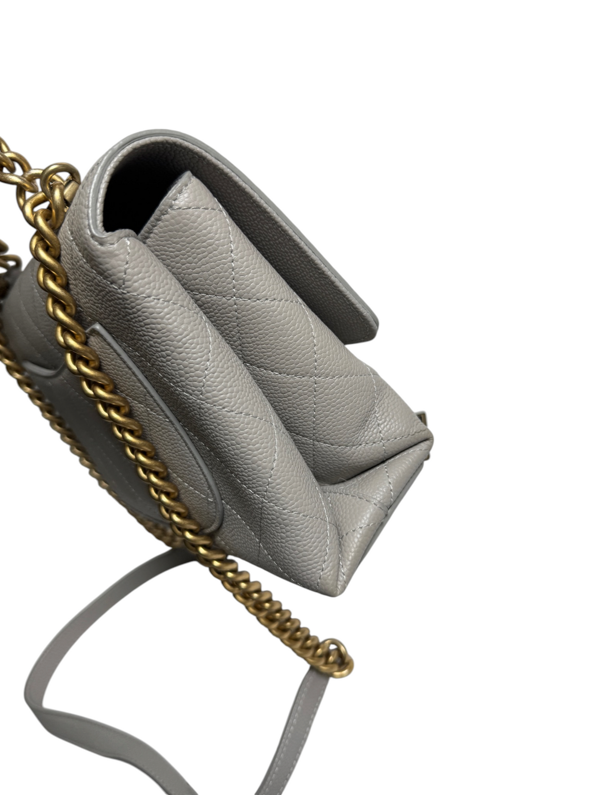 Chanel Gray Caviar Top Handle Flap T9248