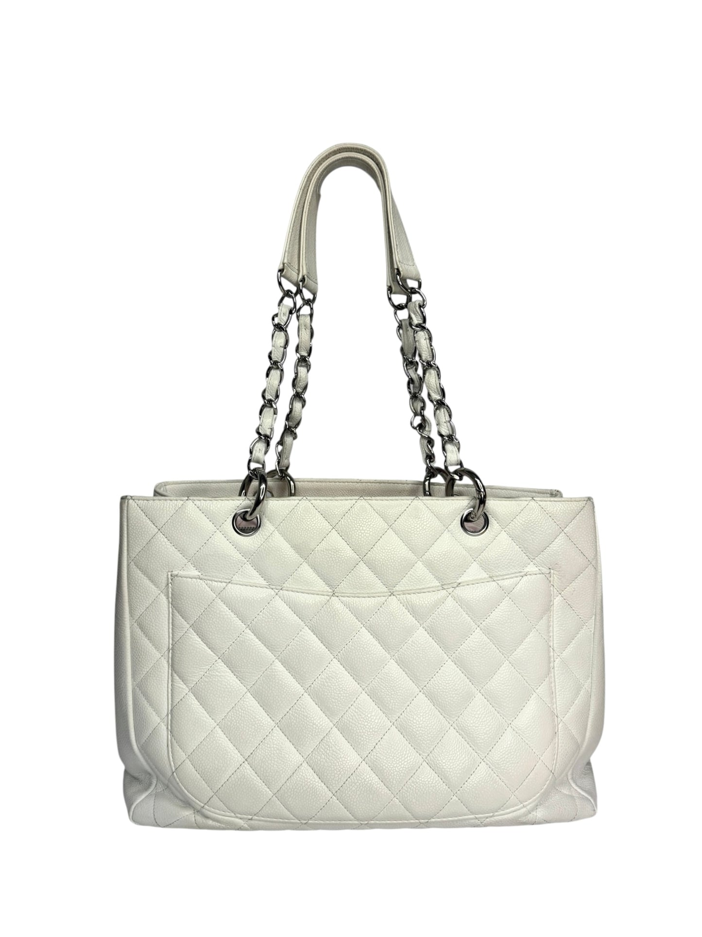 Chanel White Caviar Grand Shopping Tote SHW