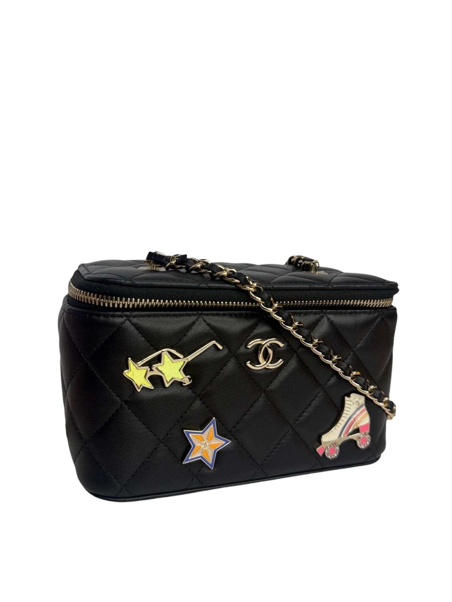 Chanel Lucky Charm Roller Skate Black Vanity Case T8758
