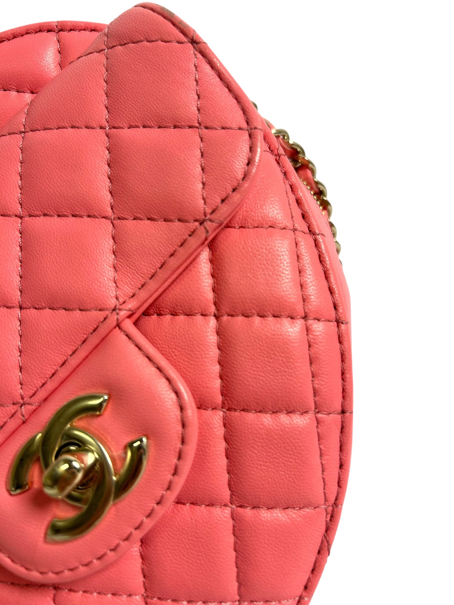 Chanel Pink Quilted Lambskin In Love Heart Crossbody Bag