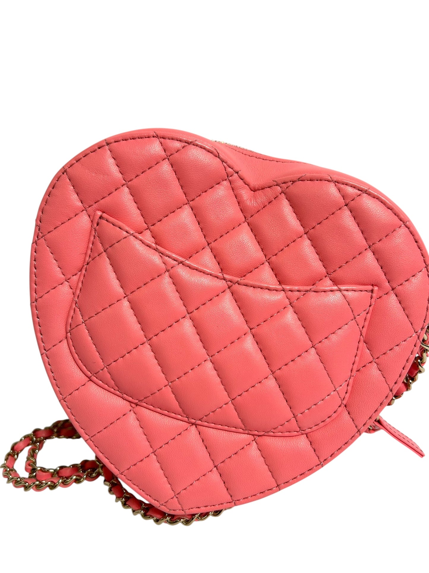 Chanel Pink Quilted Lambskin In Love Heart Crossbody Bag