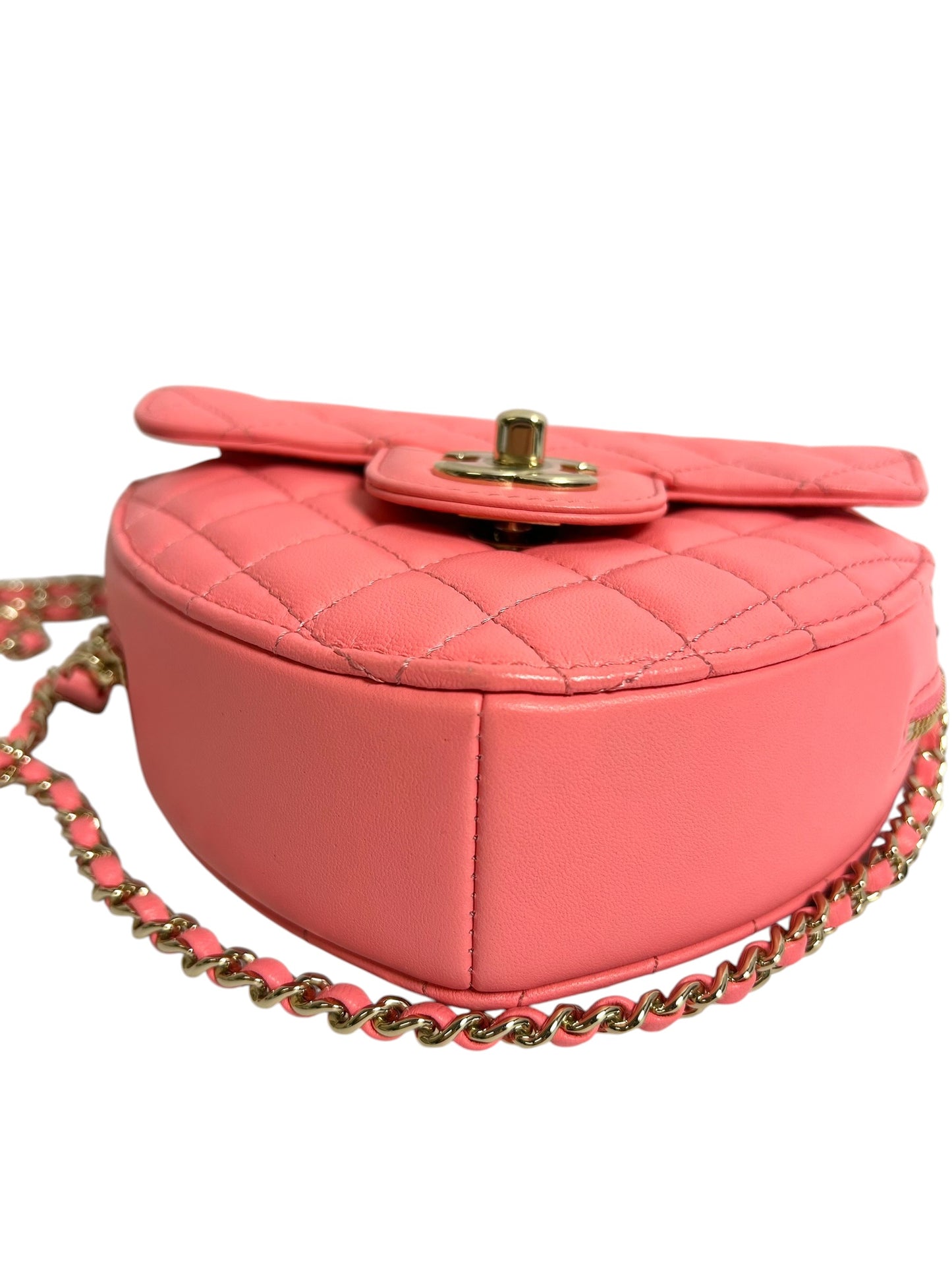 Chanel Pink Quilted Lambskin In Love Heart Crossbody Bag
