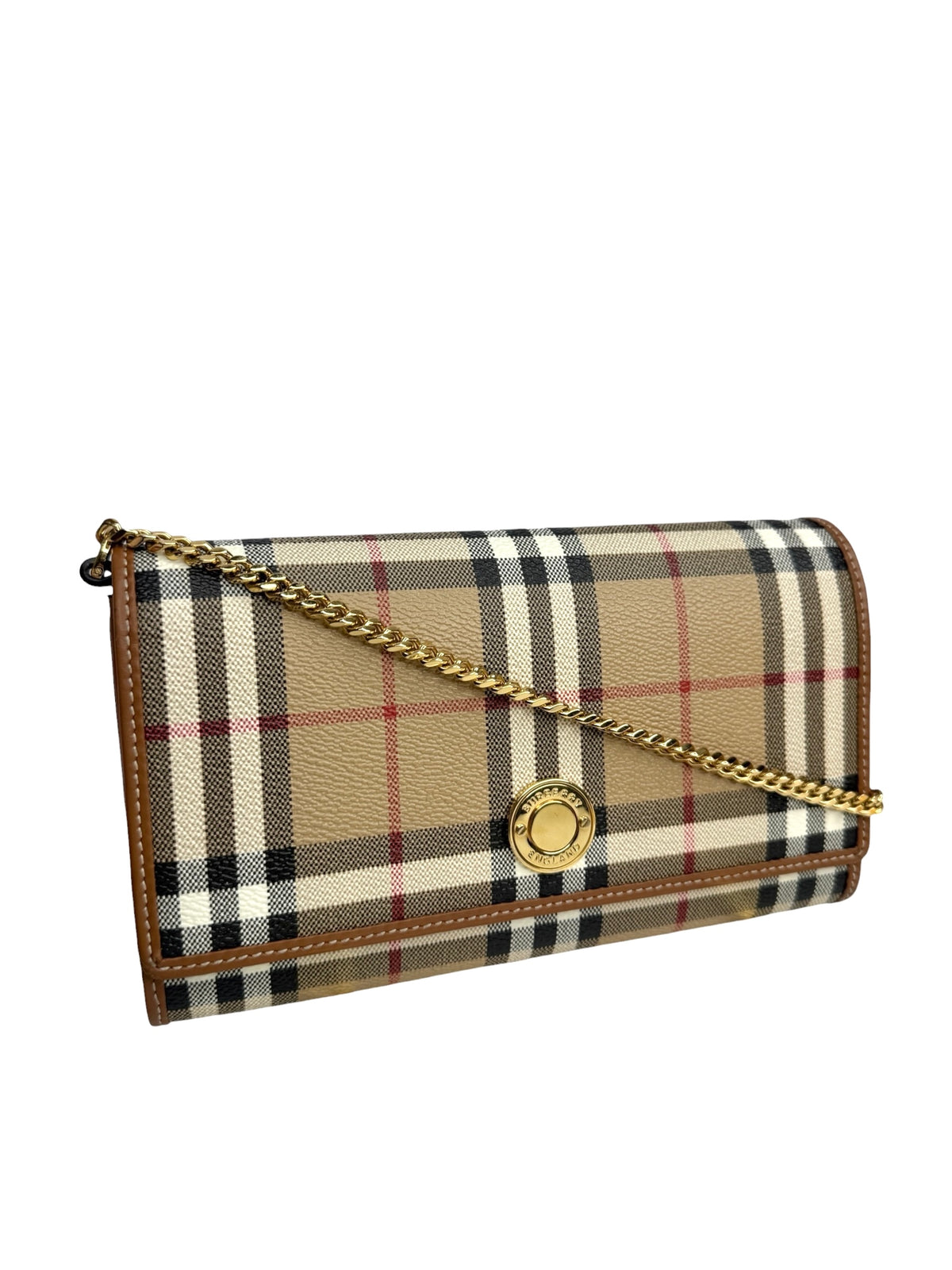 Burberry Check Continental Wallet With Chain T8901