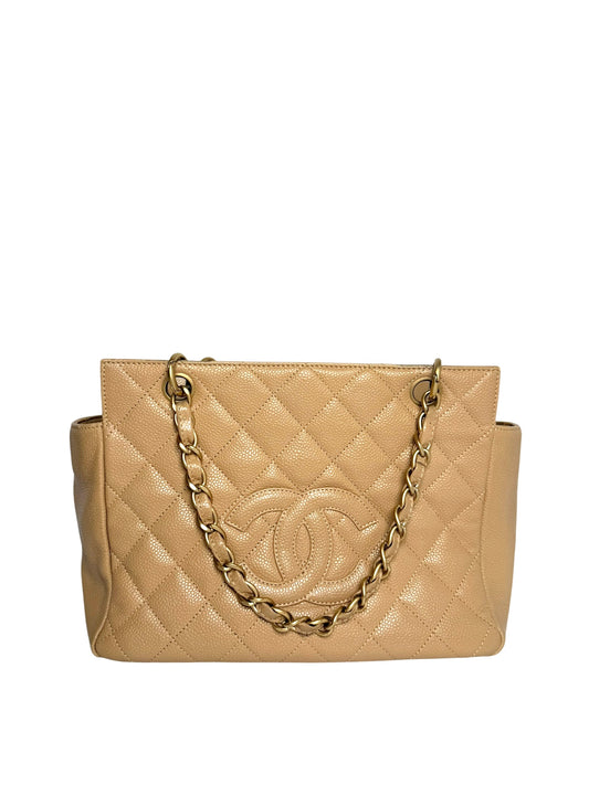 Chanel Tan Caviar Petit Timeless Tote GHW