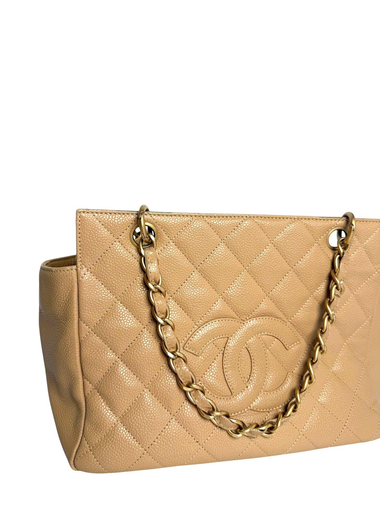 Chanel Tan Caviar Petit Timeless Tote GHW