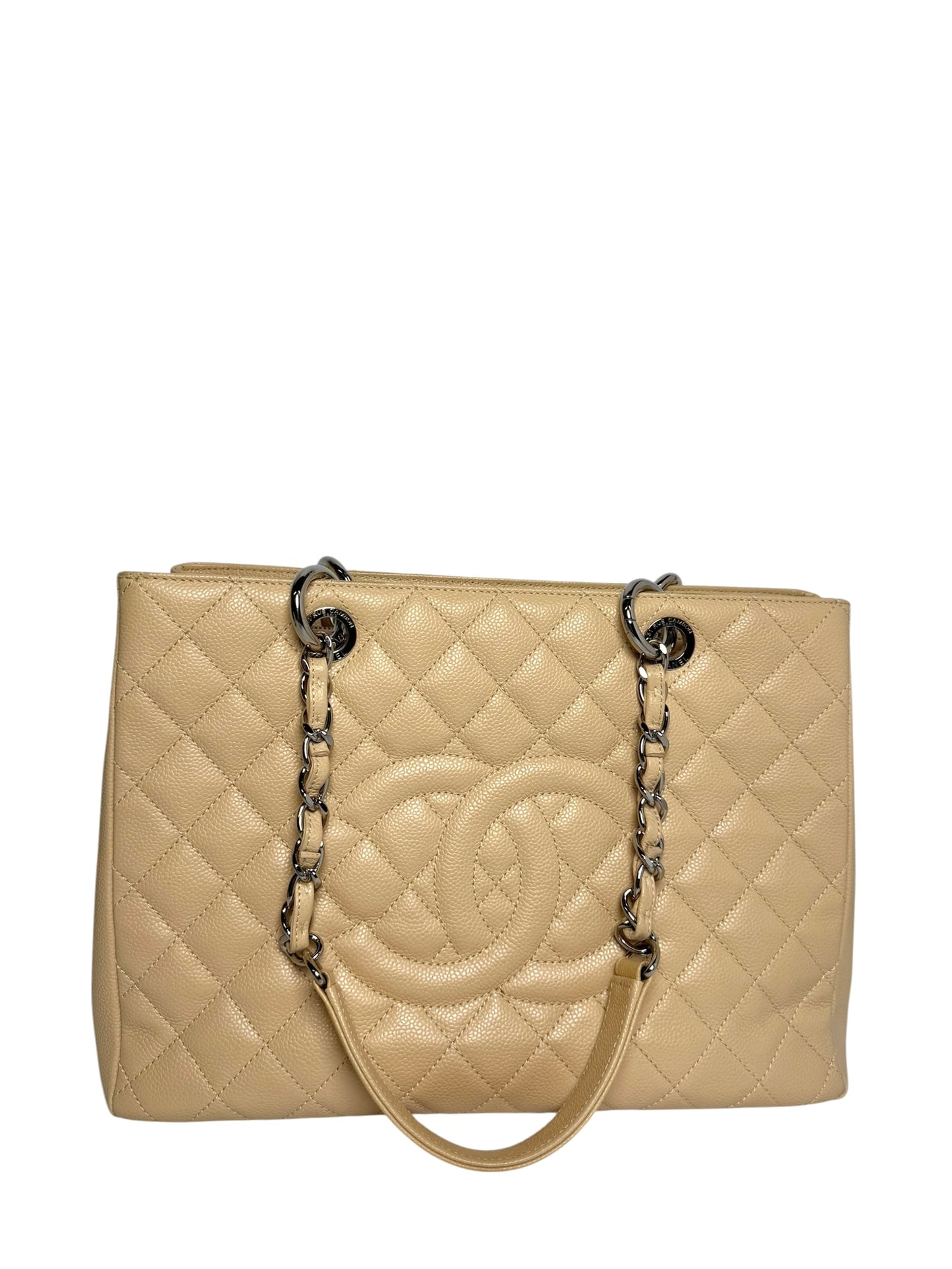 Chanel GST Beige Caviar Grand Shopping Tote SHW