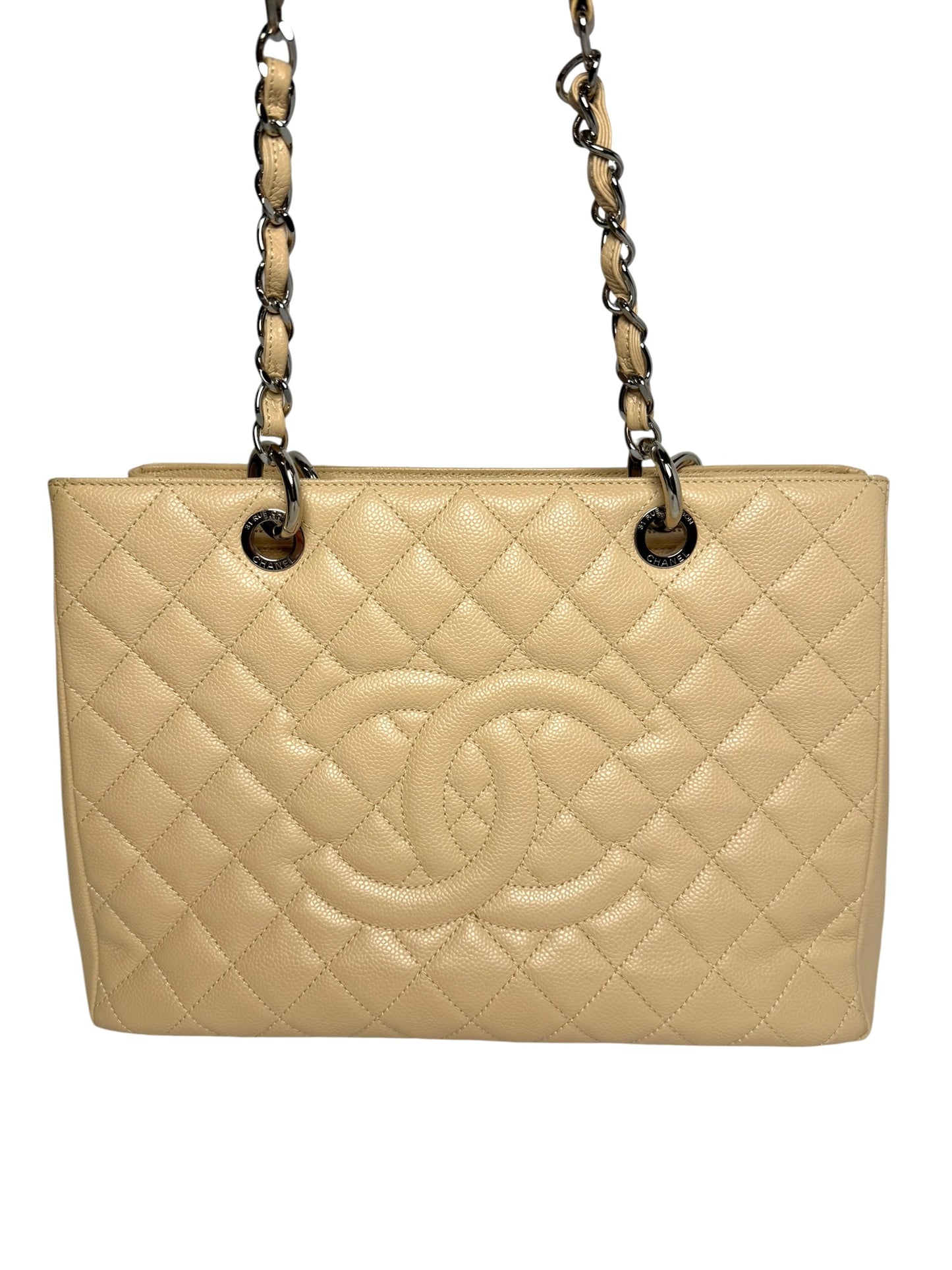 Chanel GST Beige Caviar Grand Shopping Tote SHW