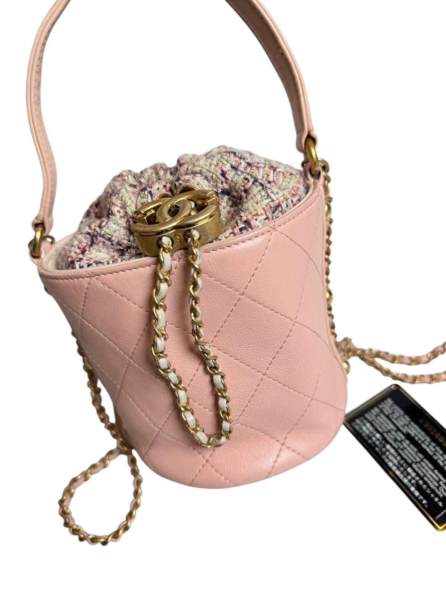 Chanel Pink Tweed Mini Bucket