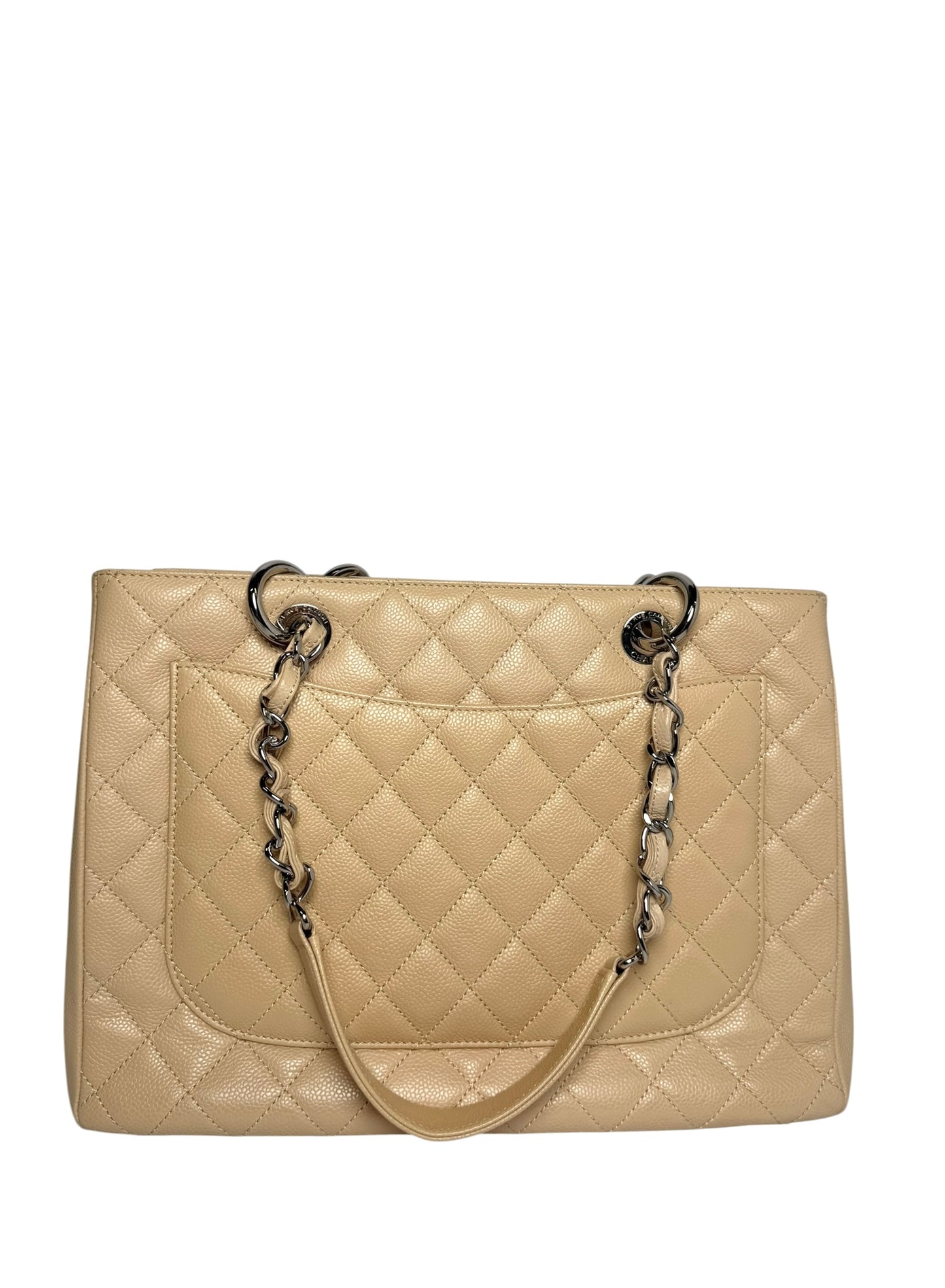 Chanel GST Beige Caviar Grand Shopping Tote SHW