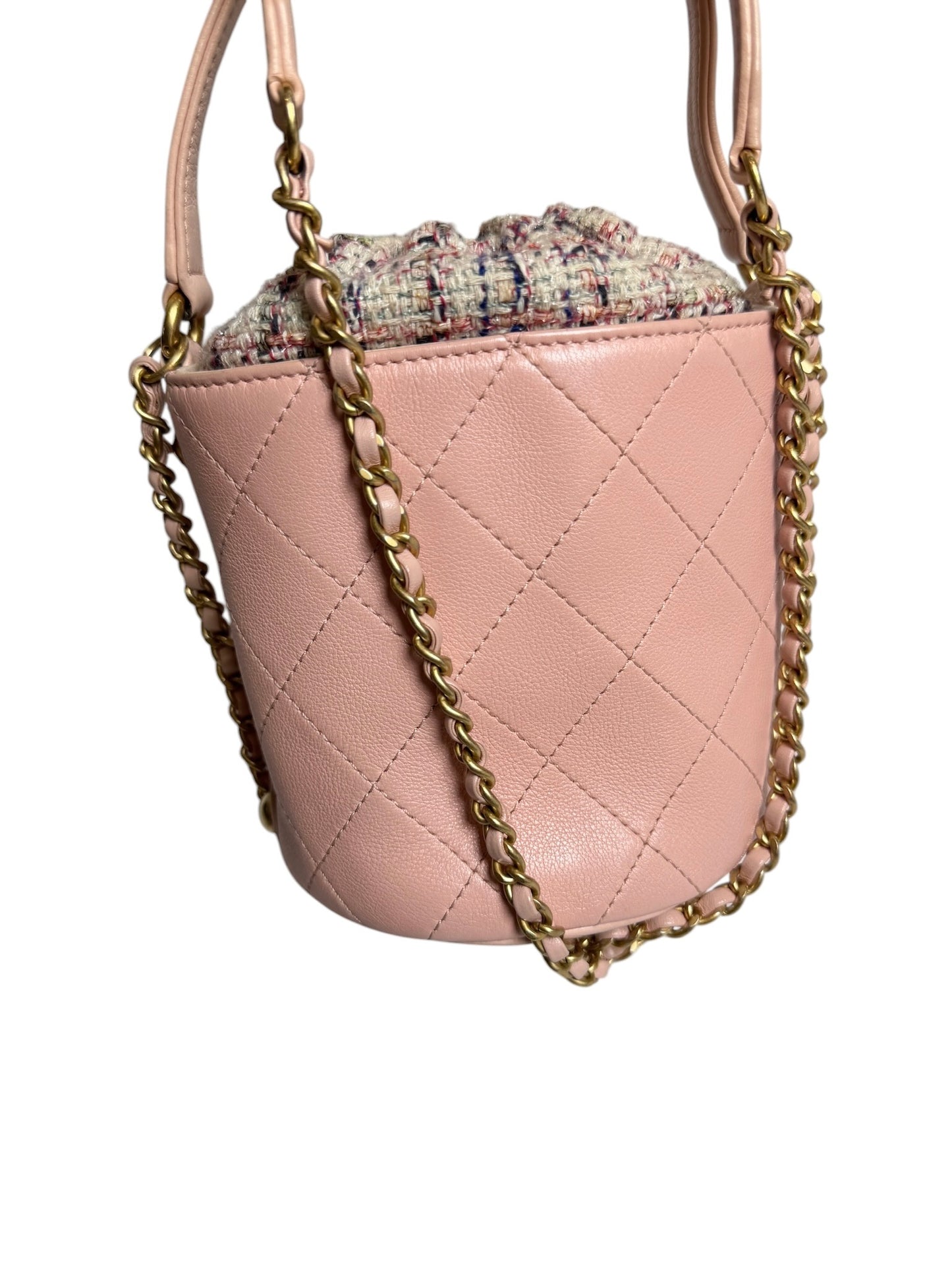 Chanel Pink Tweed Mini Bucket