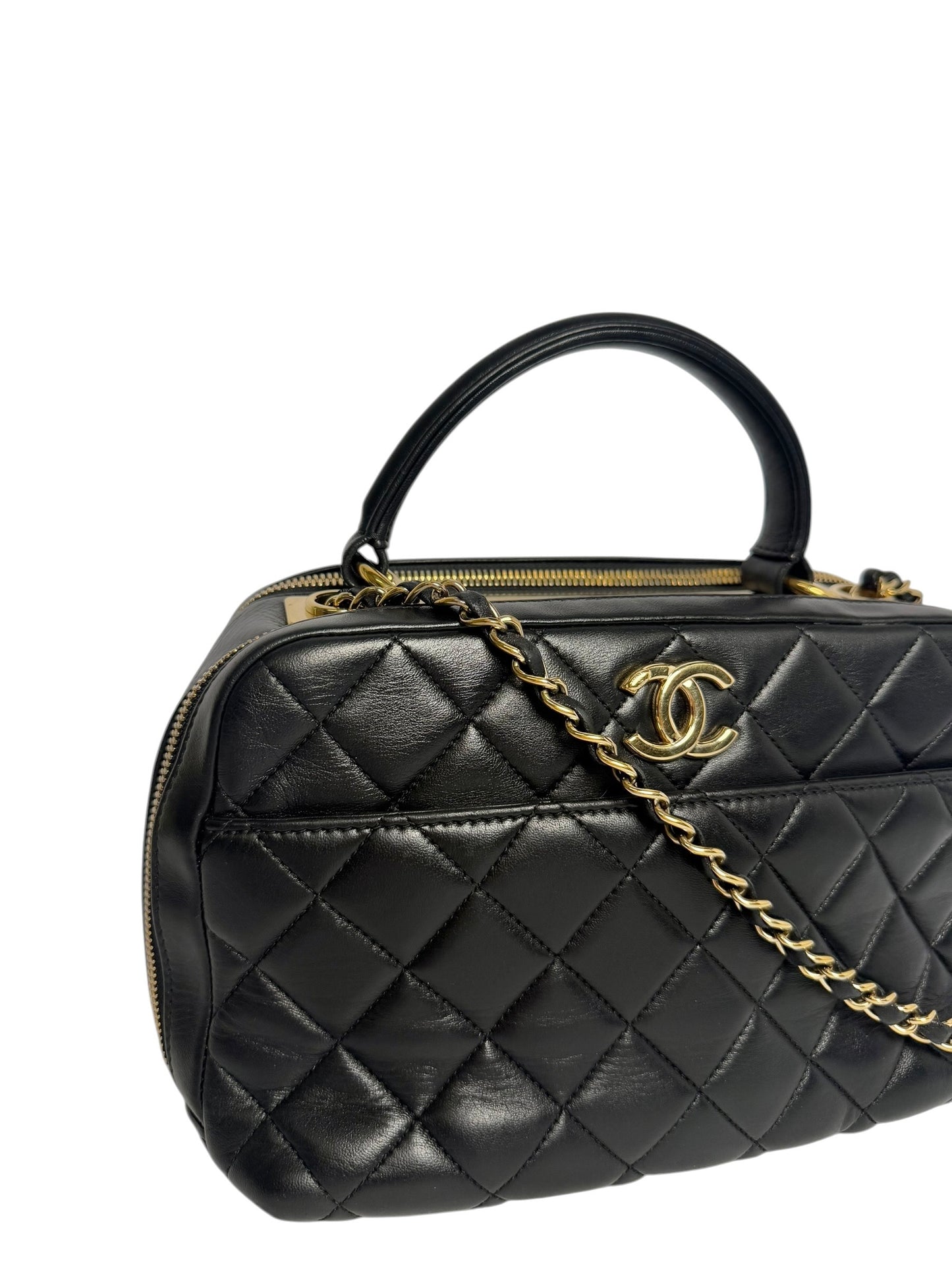 Chanel Quilted Trendy CC Bowling Bag Black