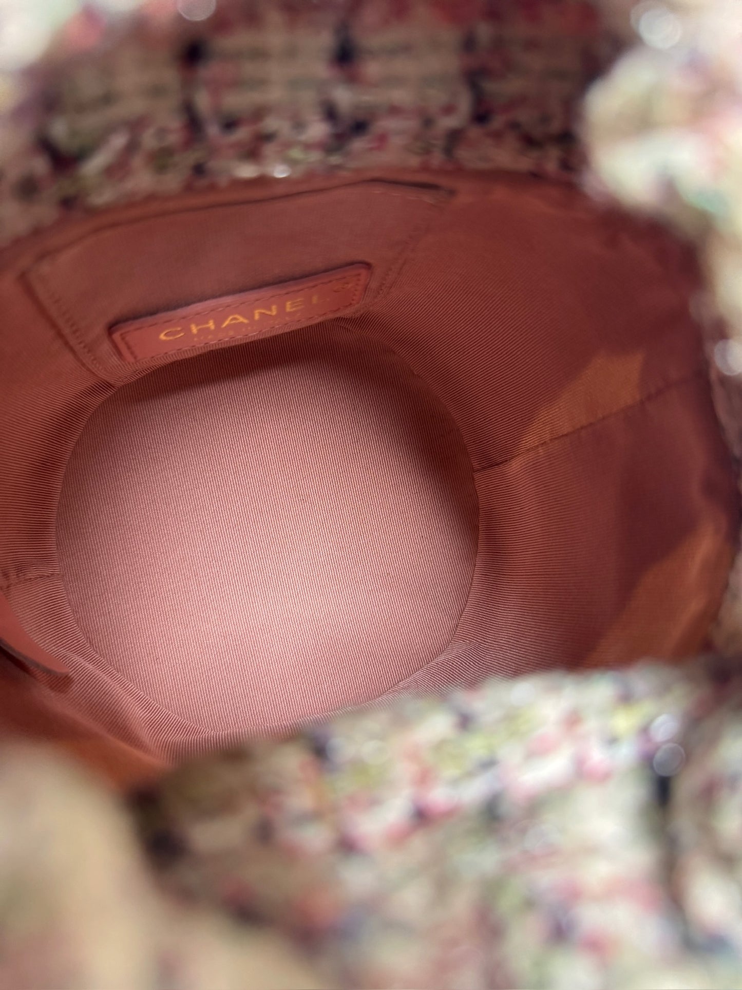 Chanel Pink Tweed Mini Bucket