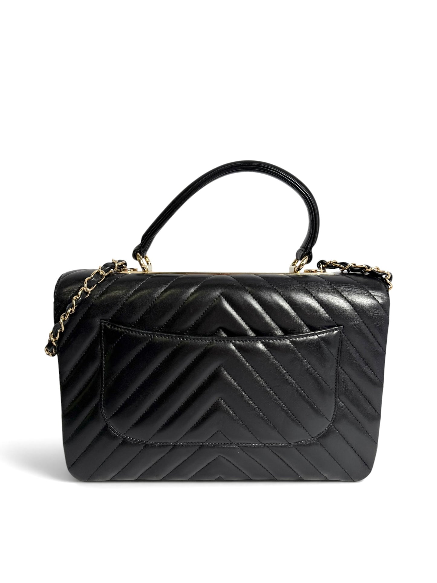 Chanel Trendy CC Top Handle Black Chevron GHW