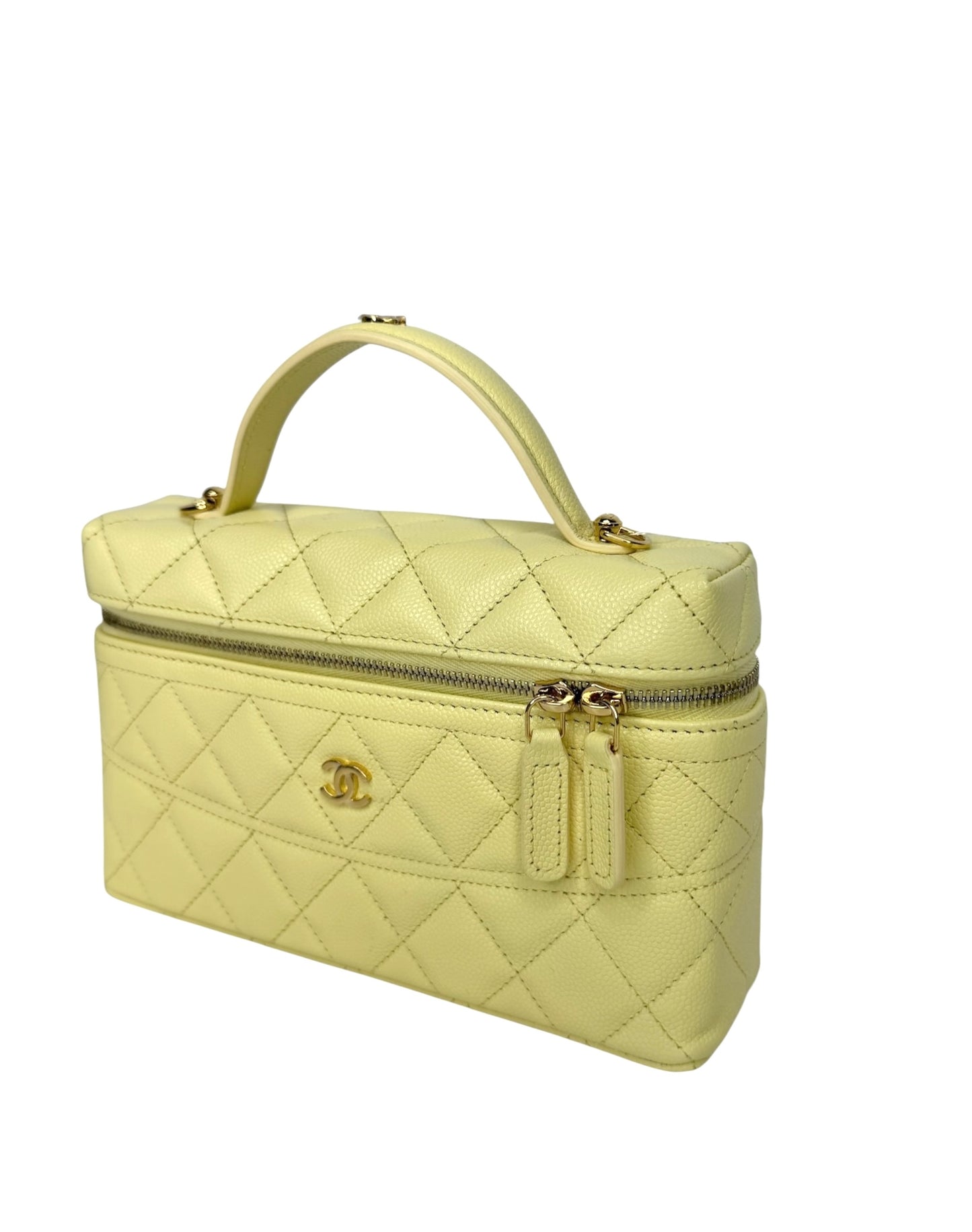 Chanel Light Yellow Caviar Slim Vanity T8749