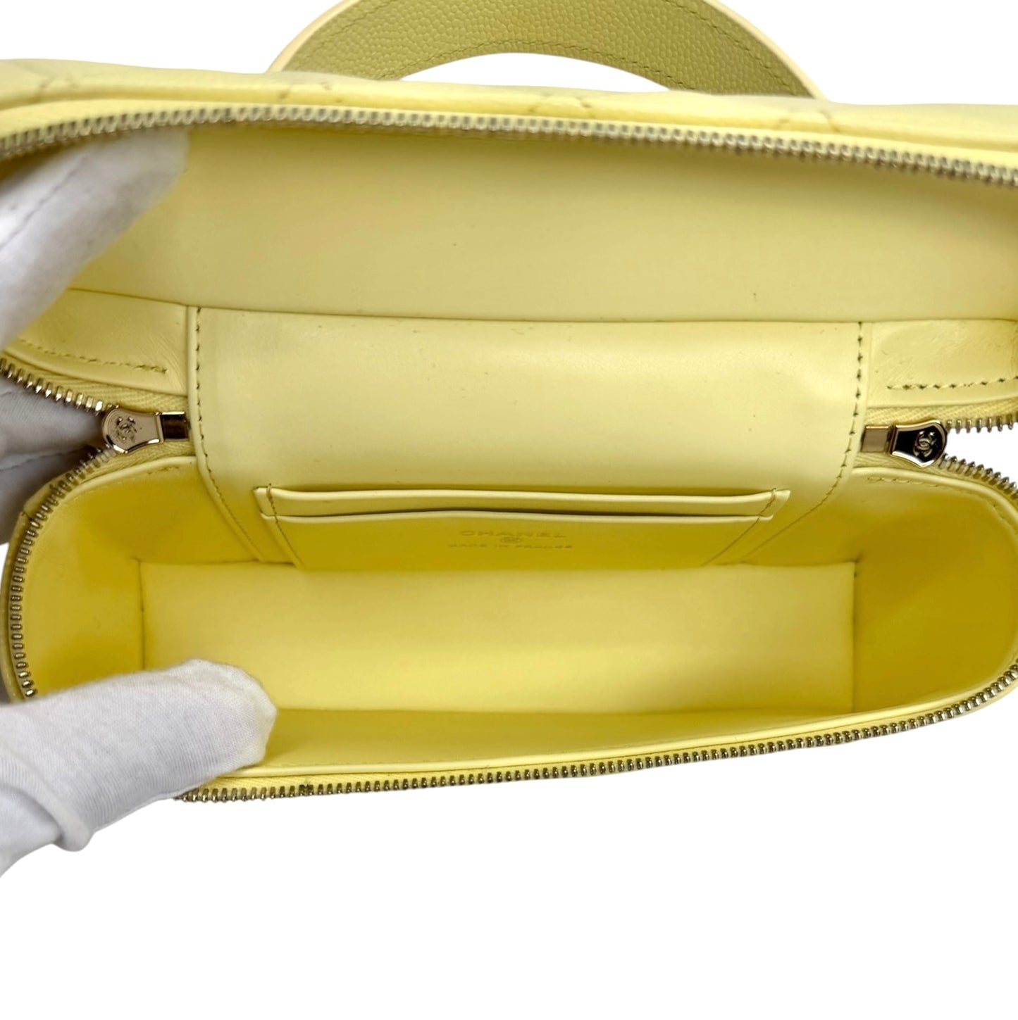 Chanel Light Yellow Caviar Slim Vanity T8749