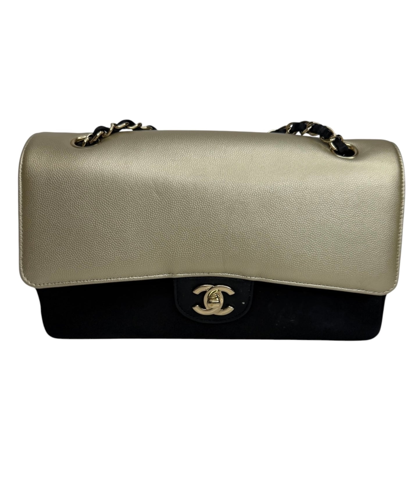 Chanel Metallic Caviar Duo Flap T1138