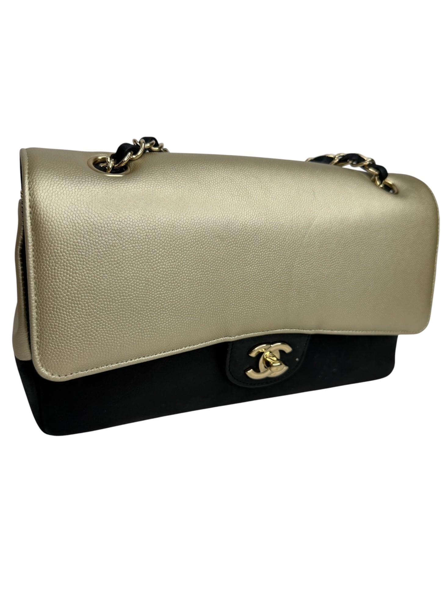 Chanel Metallic Caviar Duo Flap T1138