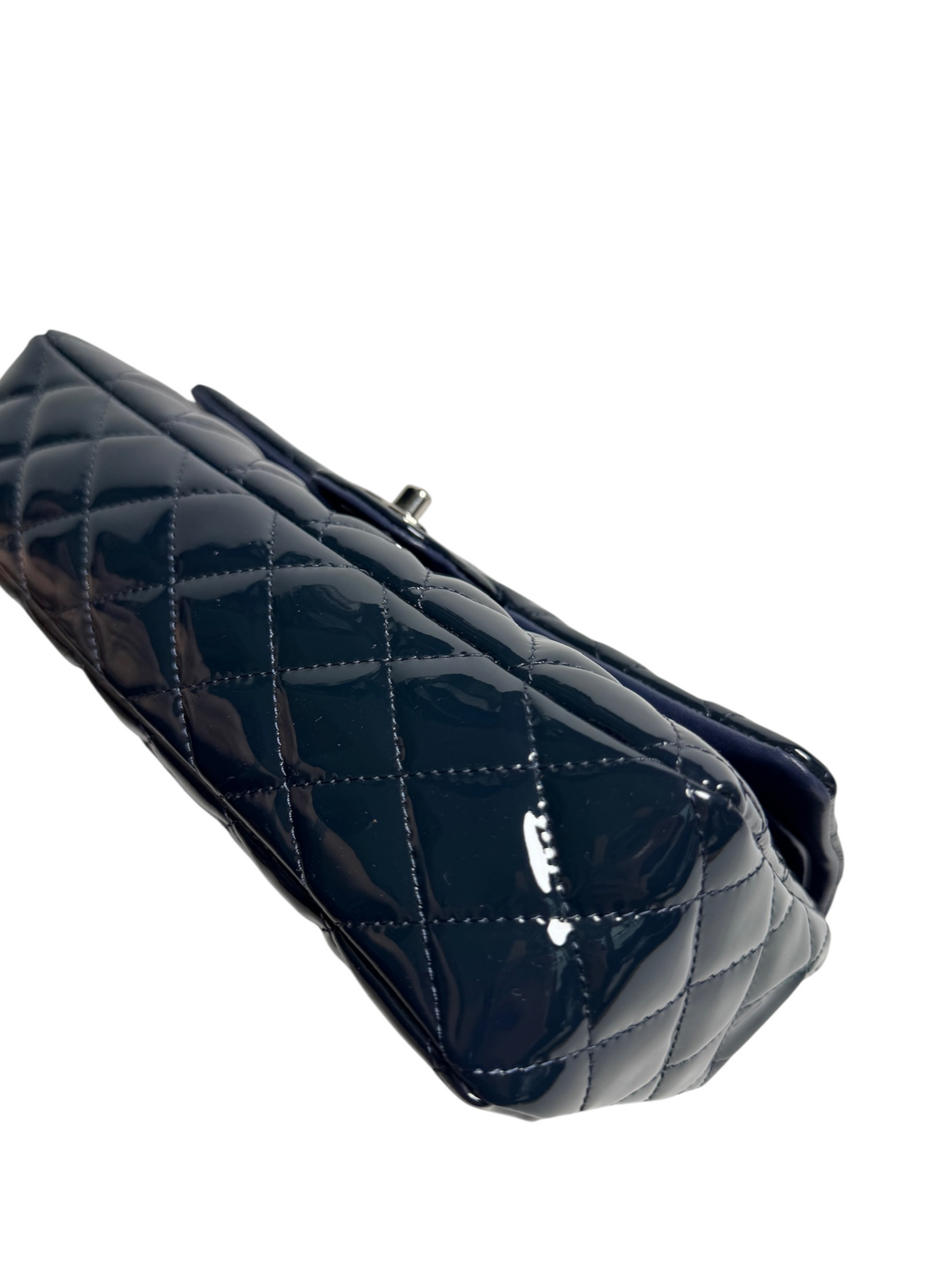 Chanel Patent Navy Classic Double Flap SHW T9252