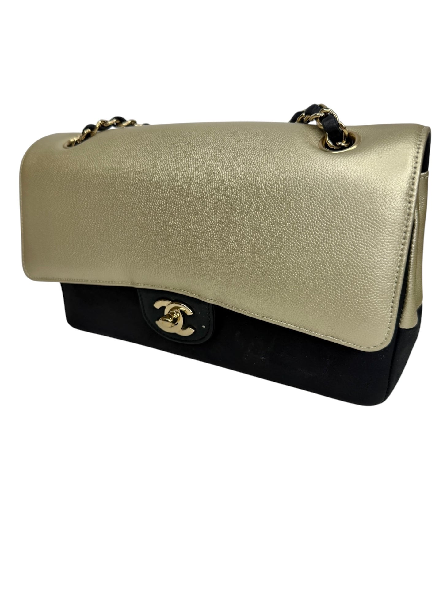 Chanel Metallic Caviar Duo Flap T1138