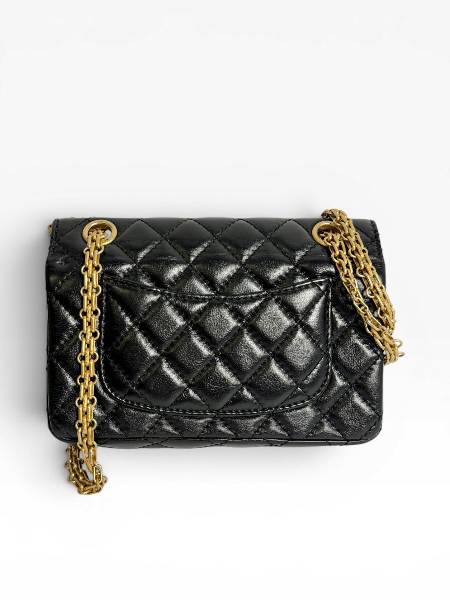 Chanel Reissue 224 Black Calfskin Crystal Charms T7821
