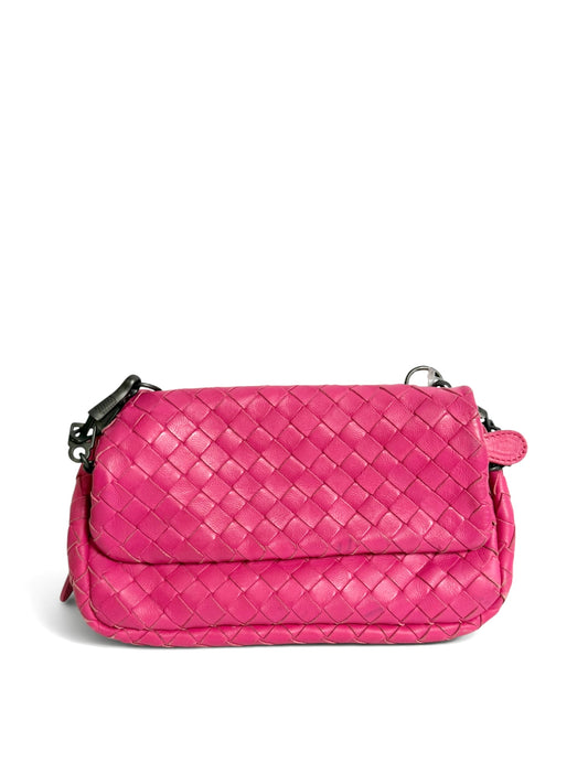 Bottega Veneta Pink Mini Nappa Intrecciato Flap Crossbody