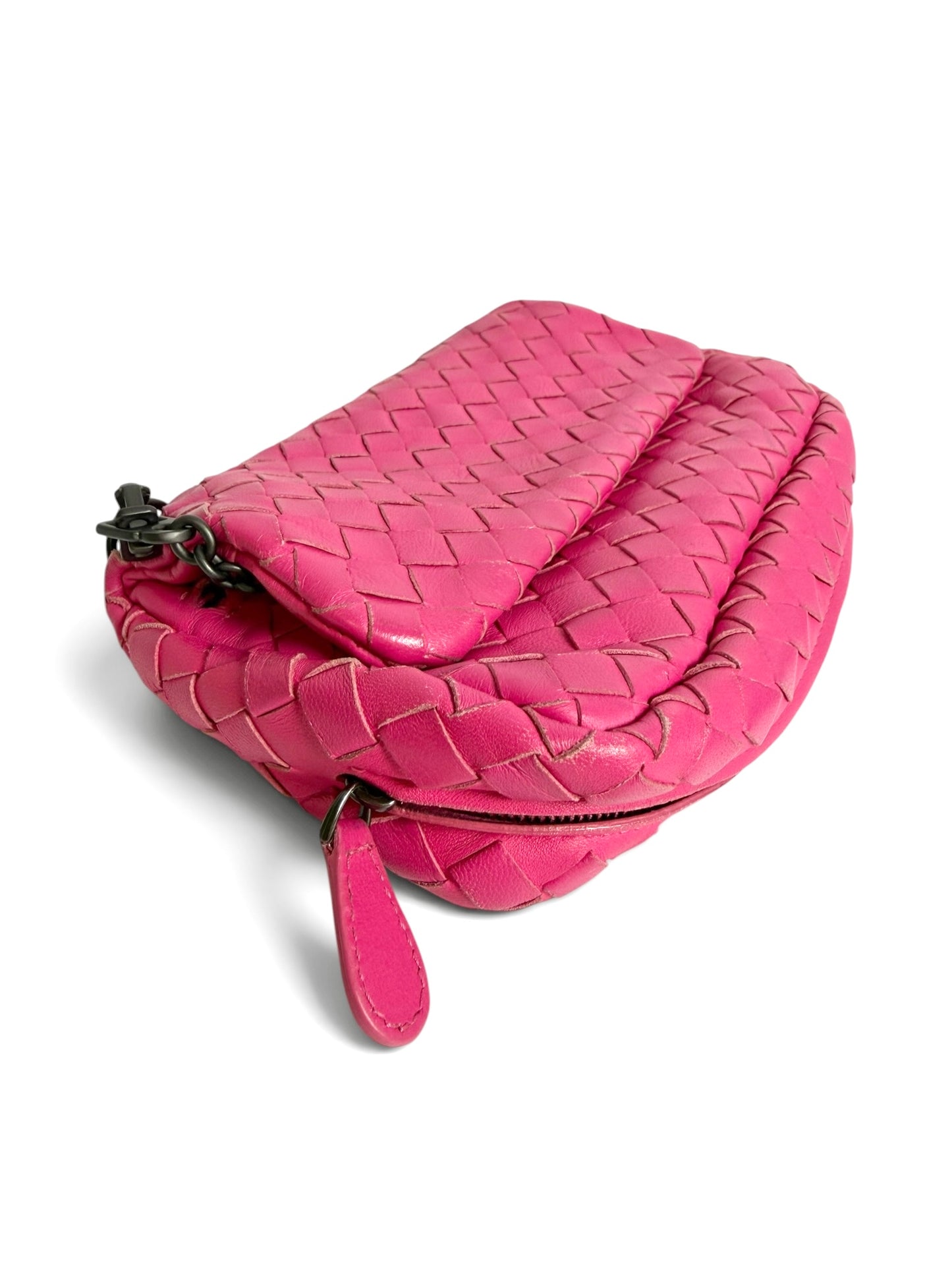 Bottega Veneta Pink Mini Nappa Intrecciato Flap Crossbody