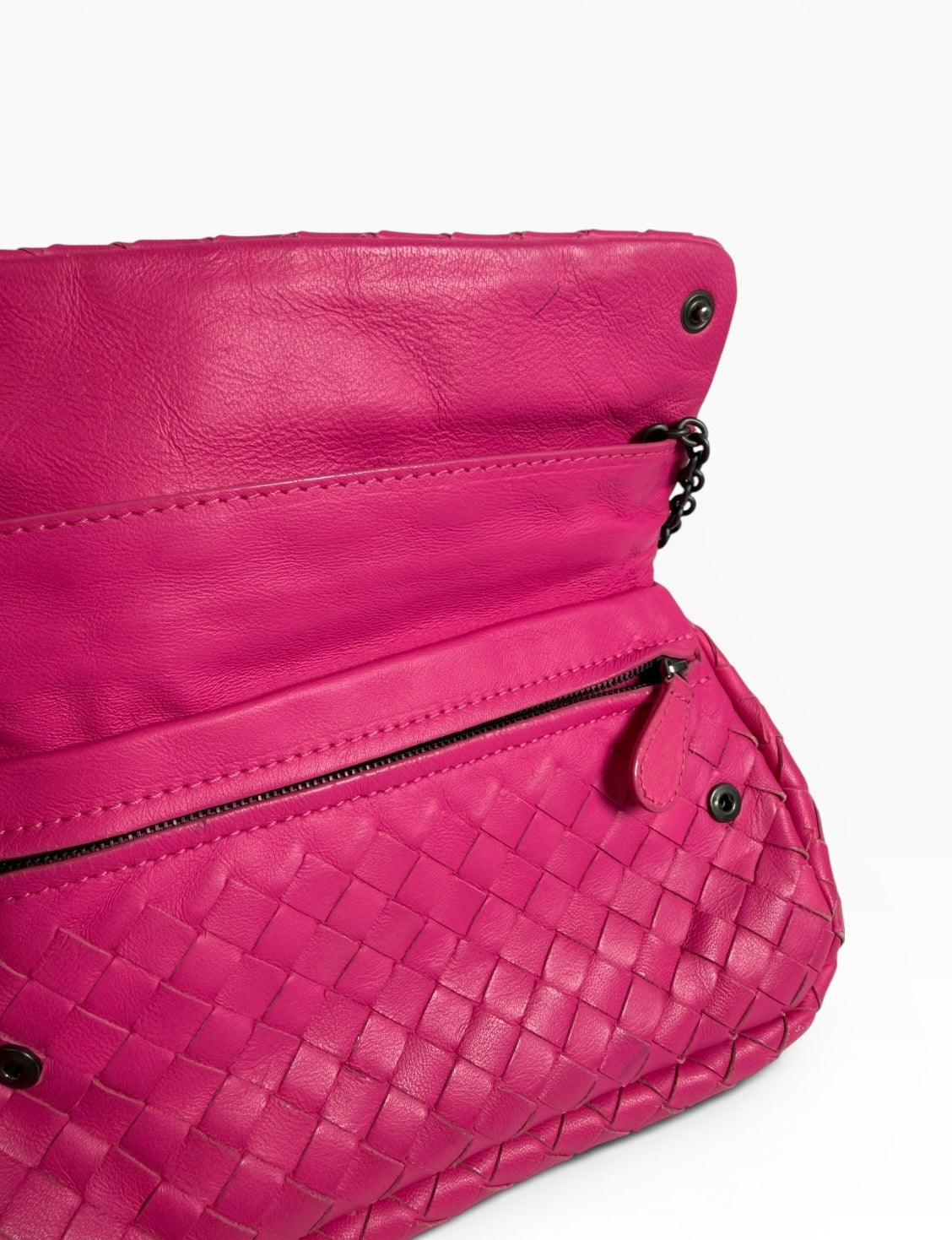 Bottega Veneta Pink Mini Nappa Intrecciato Flap Crossbody