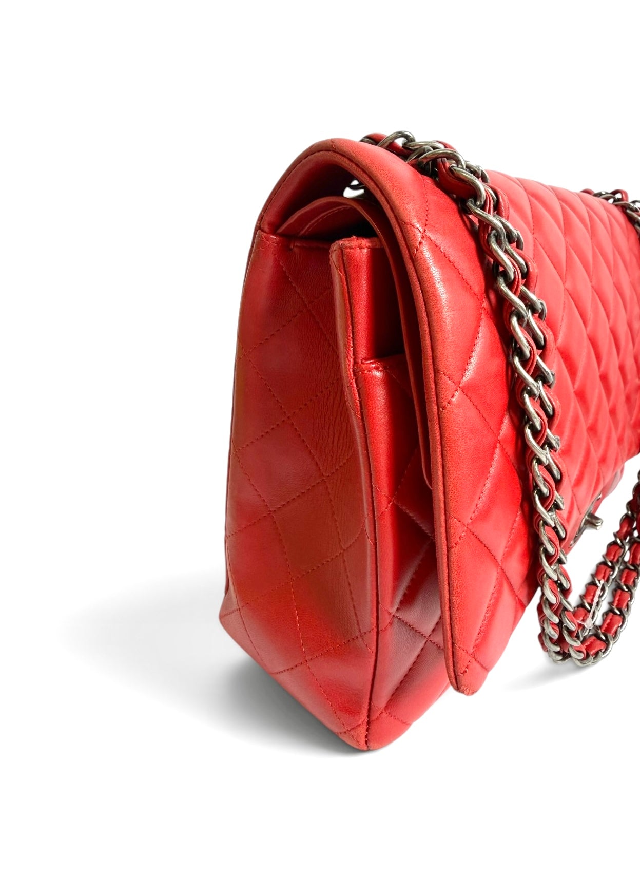 Chanel Maxi Lambskin Classic Double Flap Red RHW