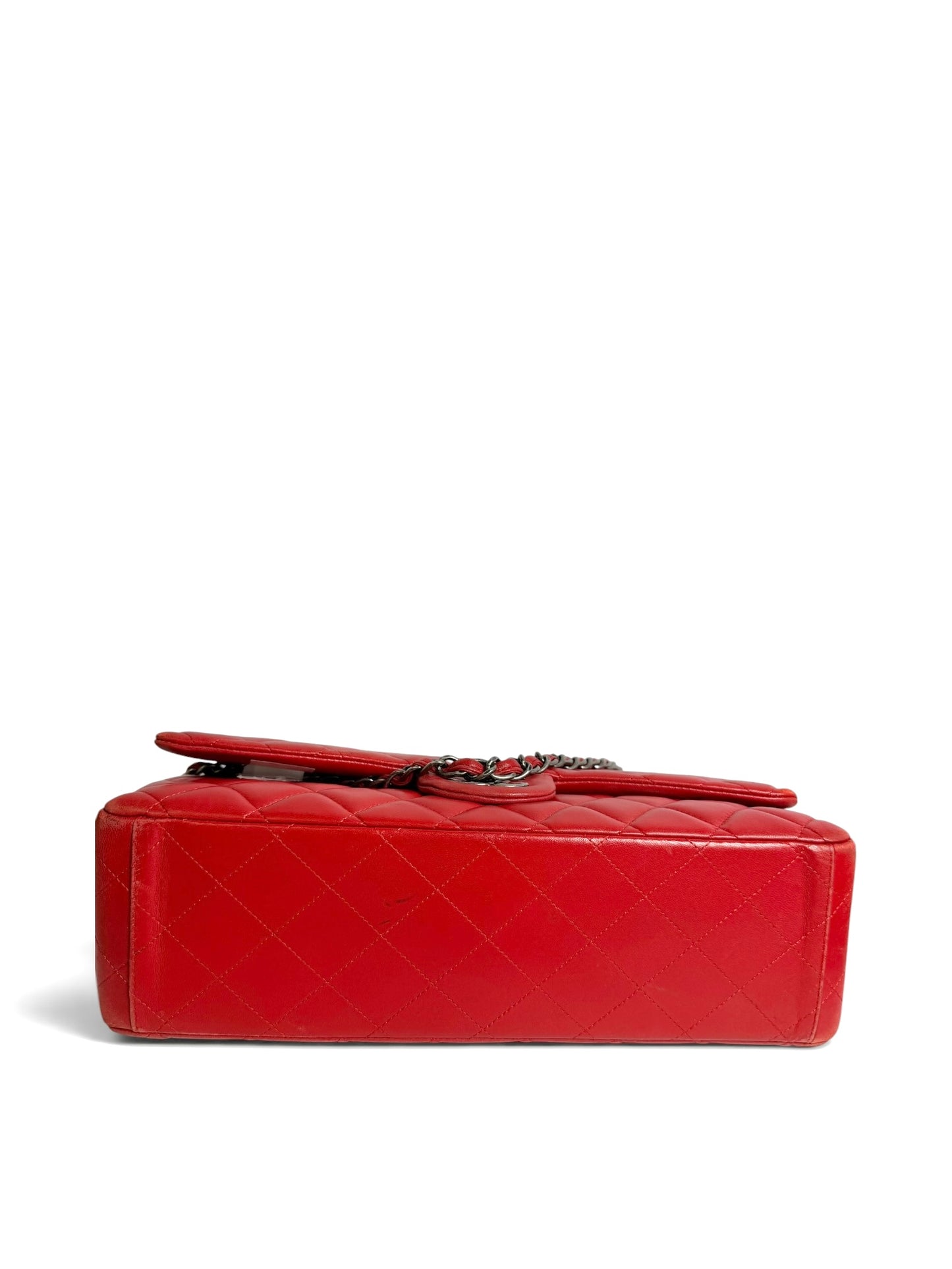 Chanel Maxi Lambskin Classic Double Flap Red RHW